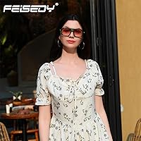 Vista 14 de Feisedy - B2622 - Lentes de sol estilo aviador, cuadrados, clásicos de los años 70, unisex, con montura clásica retro y elegante, UV400 Marco