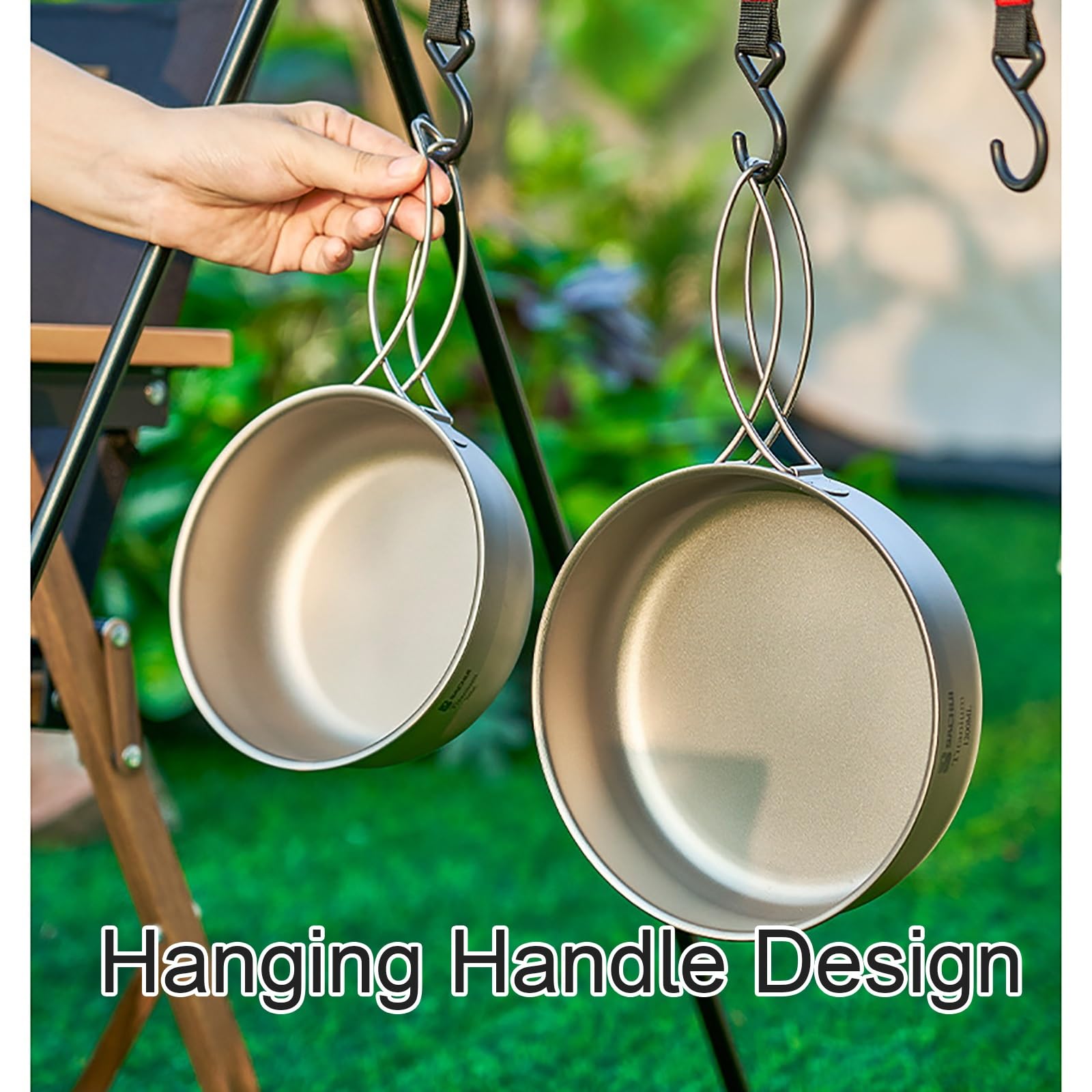 Cocina Camping de Titanio para Acampar, Camping Accesorios para Exteriores, Senderismo Accesorios, olla de Sopa Familiar de Gran Capacidad