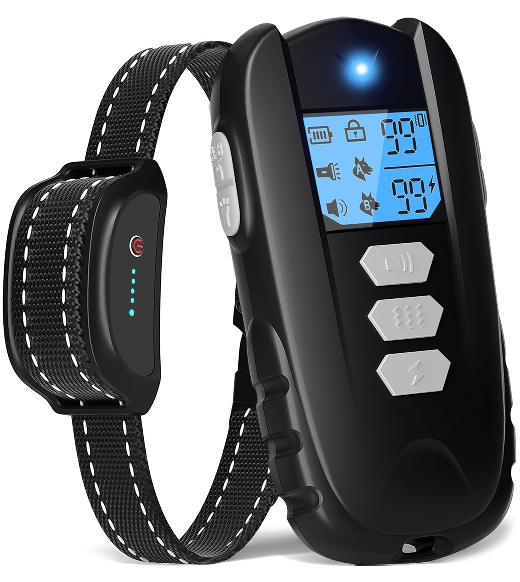 Dog Shock Collar with Remote Control – Shock Collar for Dogs 10–120 lbs, 2000FT Long Range IPX7 Waterproof Rechargeable Dog Training Collar with 4 Safe Modes Beep Vibration Shock & Flashlight BK — view 8
