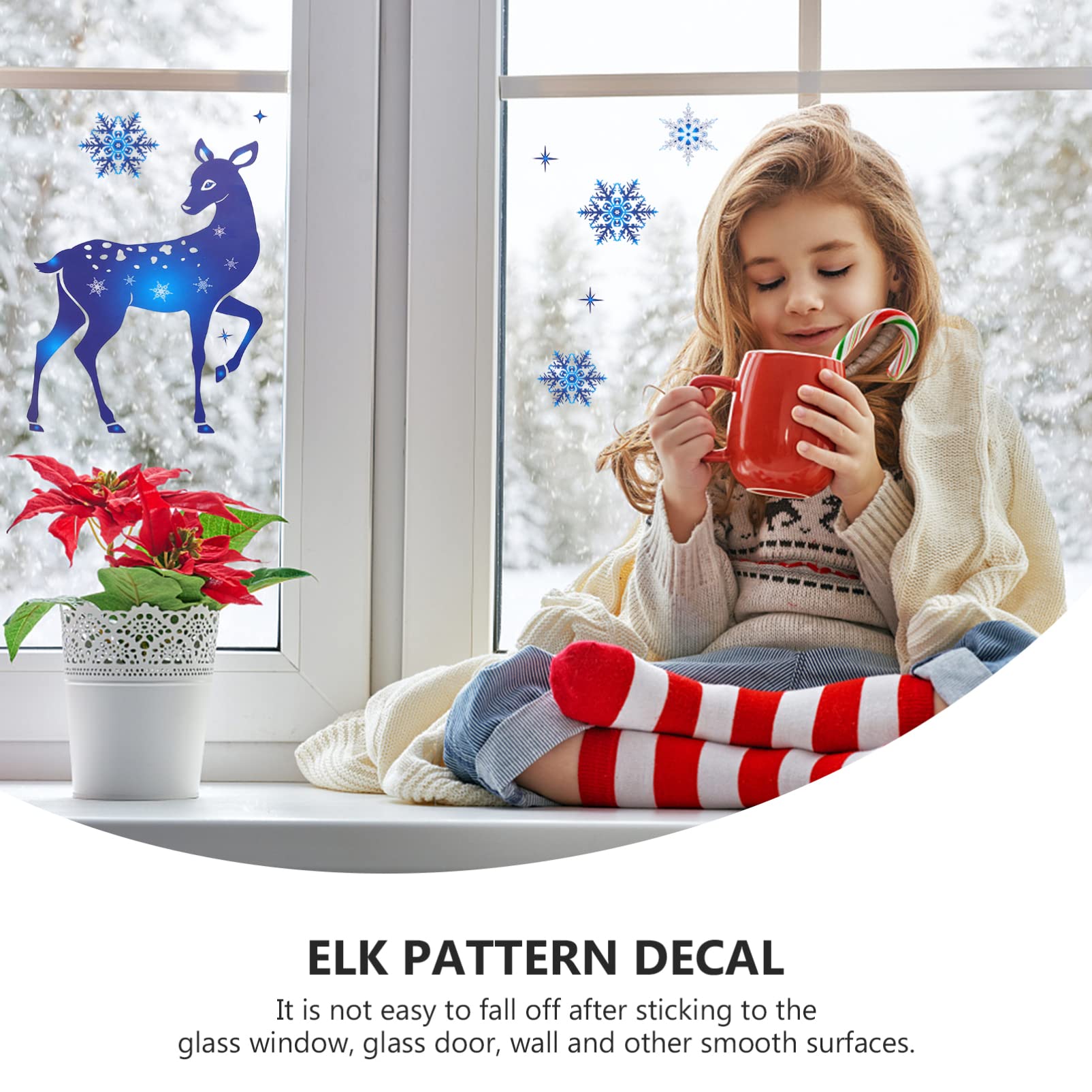 Cabilock 3 Set Adesivi Natalizi Decalcomania ' Adesivo Fiocco Di Neve Adesivo Di Natale Vetrofania Natalizia Adesivo Per Finestra Blue Pvc 6 Pezzi * 3