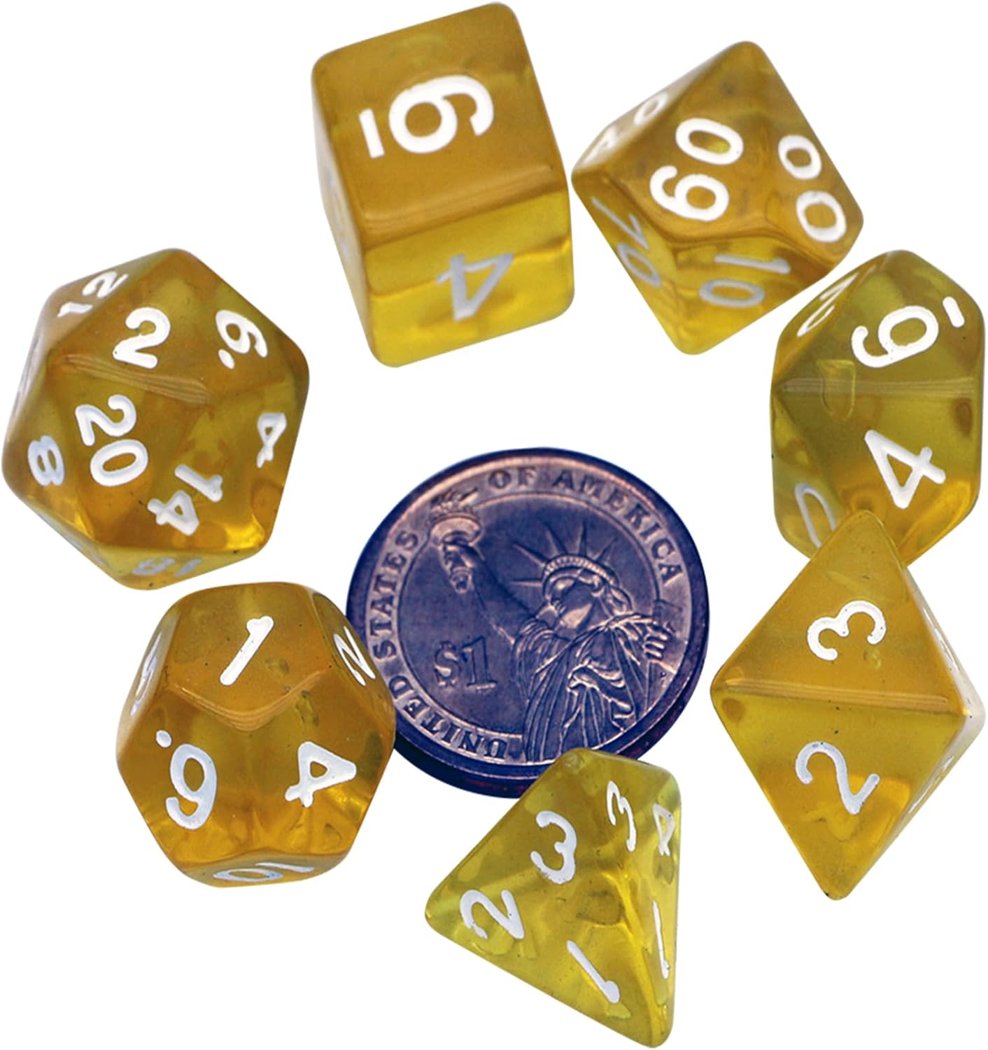DND Dice Set -7 Polyhedral Dices Suitable for Dungeons&Dragons RPG, MTG Role Playing Table Games - Premium Quality, Durable, and Precision Balanced (Transparent Yellow)