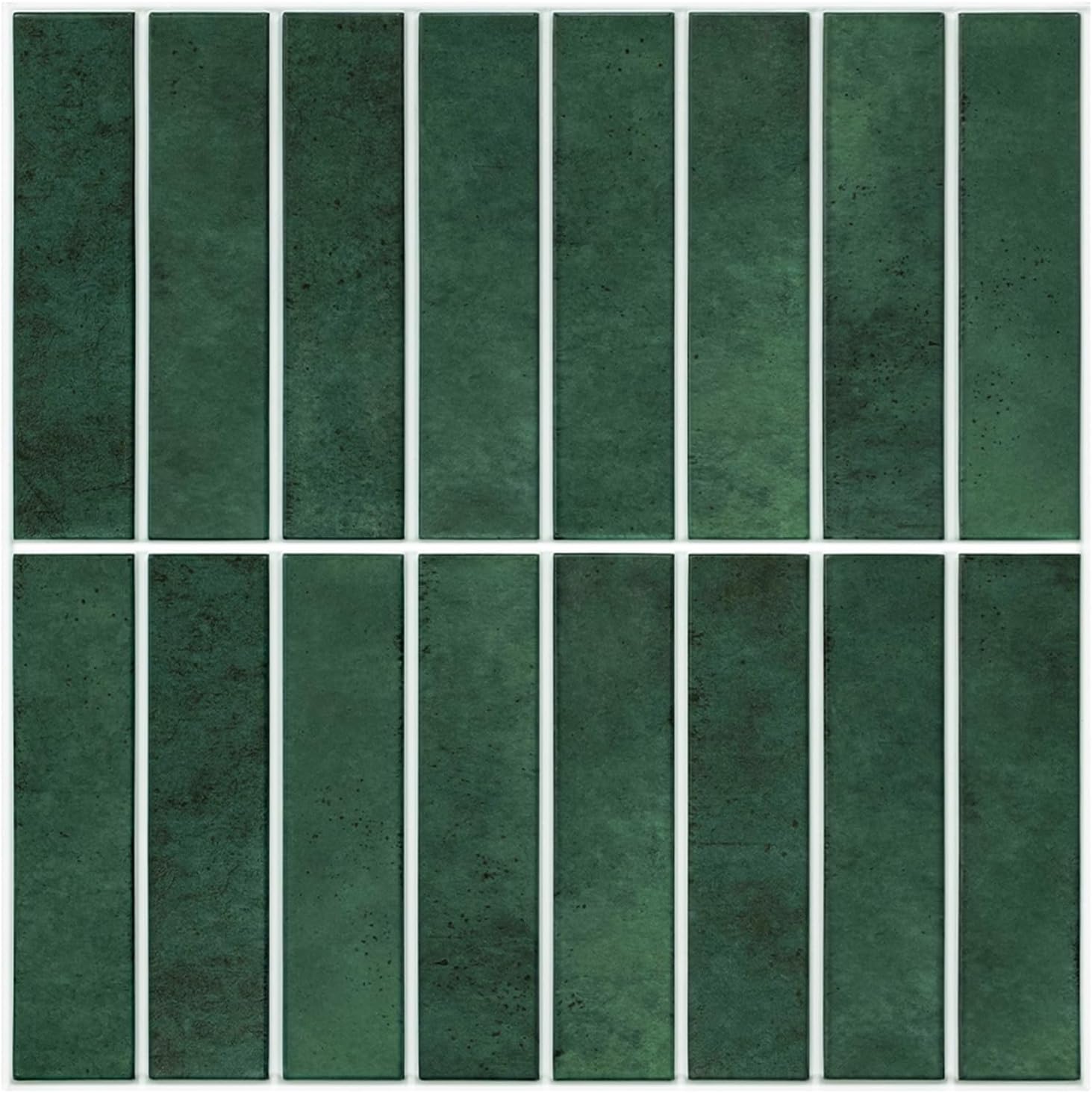 Commomy Credence Adhesive pour Cuisine Salle de Bain, Mat Vert Foncé, Faux Carrelage Adhesif Mural Cuisine Dalle PVC Adhesive Murale, 10 Pièces, 30 x 30 cm