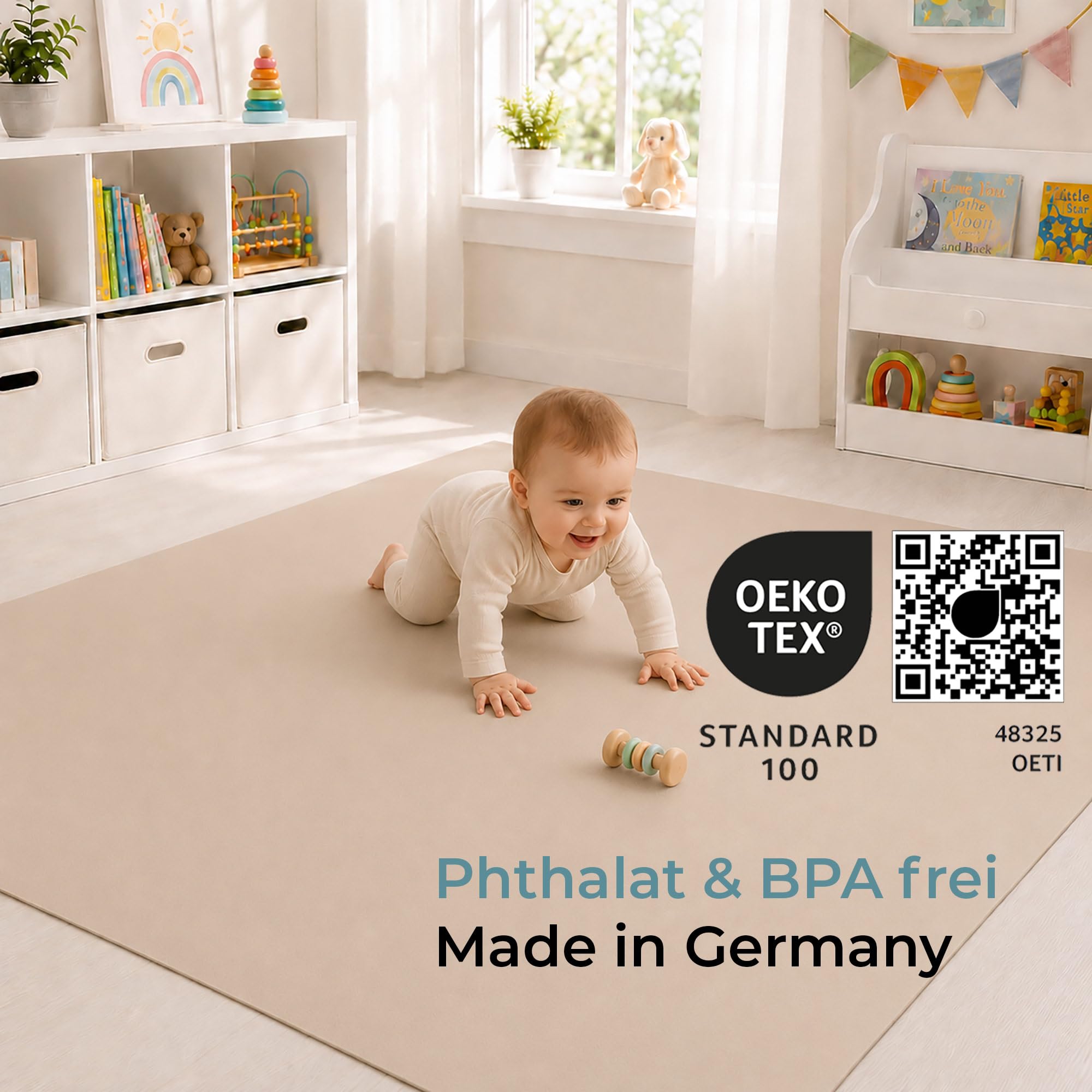 Outdoor Krabbelmatte SanoSoft "made in Germany" - Öko-Tex 100-160x240 cm Sand/Beige