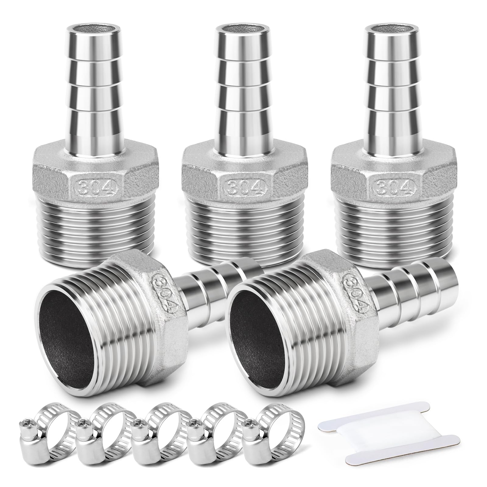 10 piezas de acero inoxidable 304 8 mm OD Barb a 1/2 "BSP barb de manguera macho, el agua de compresión de accesorios, industrial — view 30