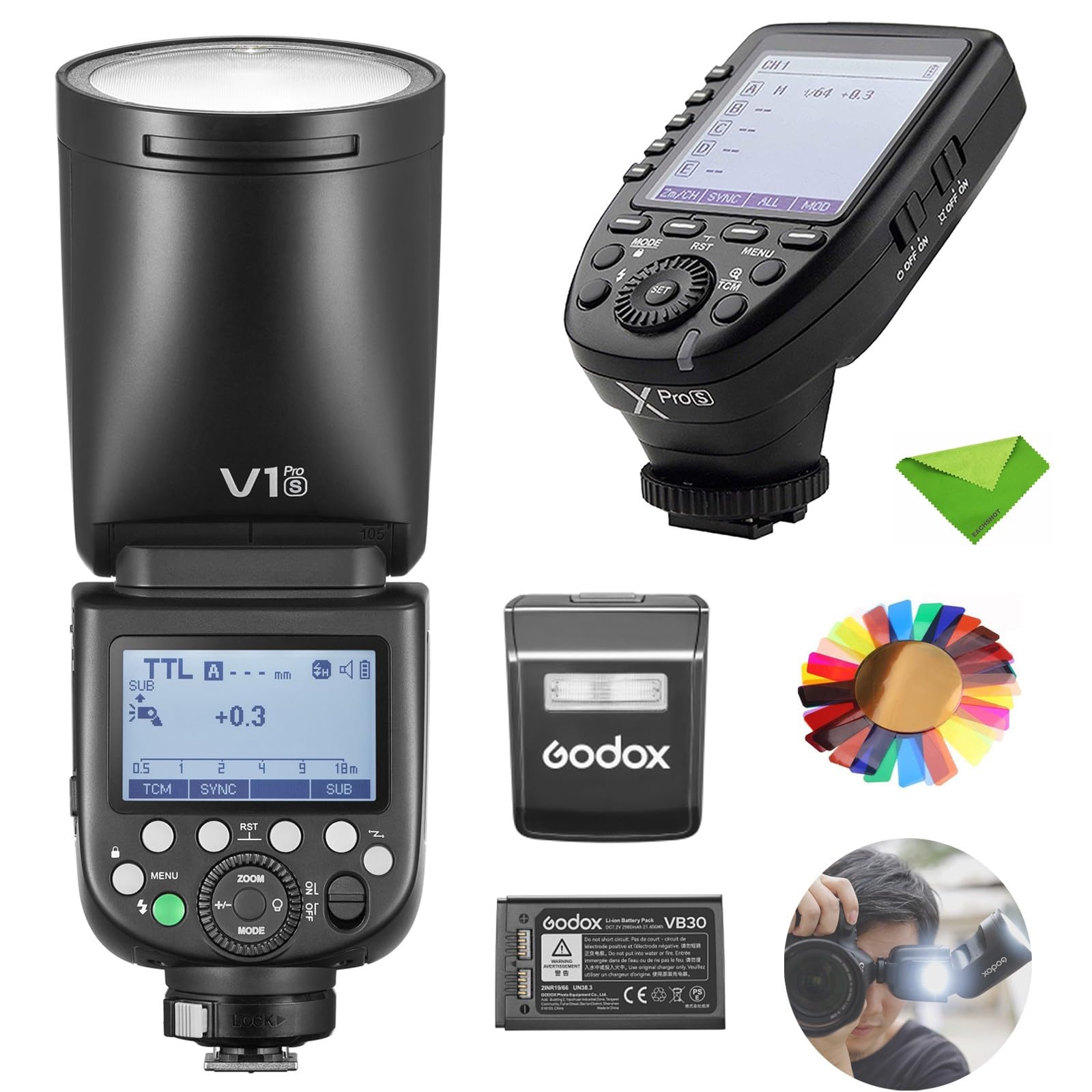 Amazon | Godox V1 V1Pro S フラッシュ、XPro-S トリガー付き Sony 