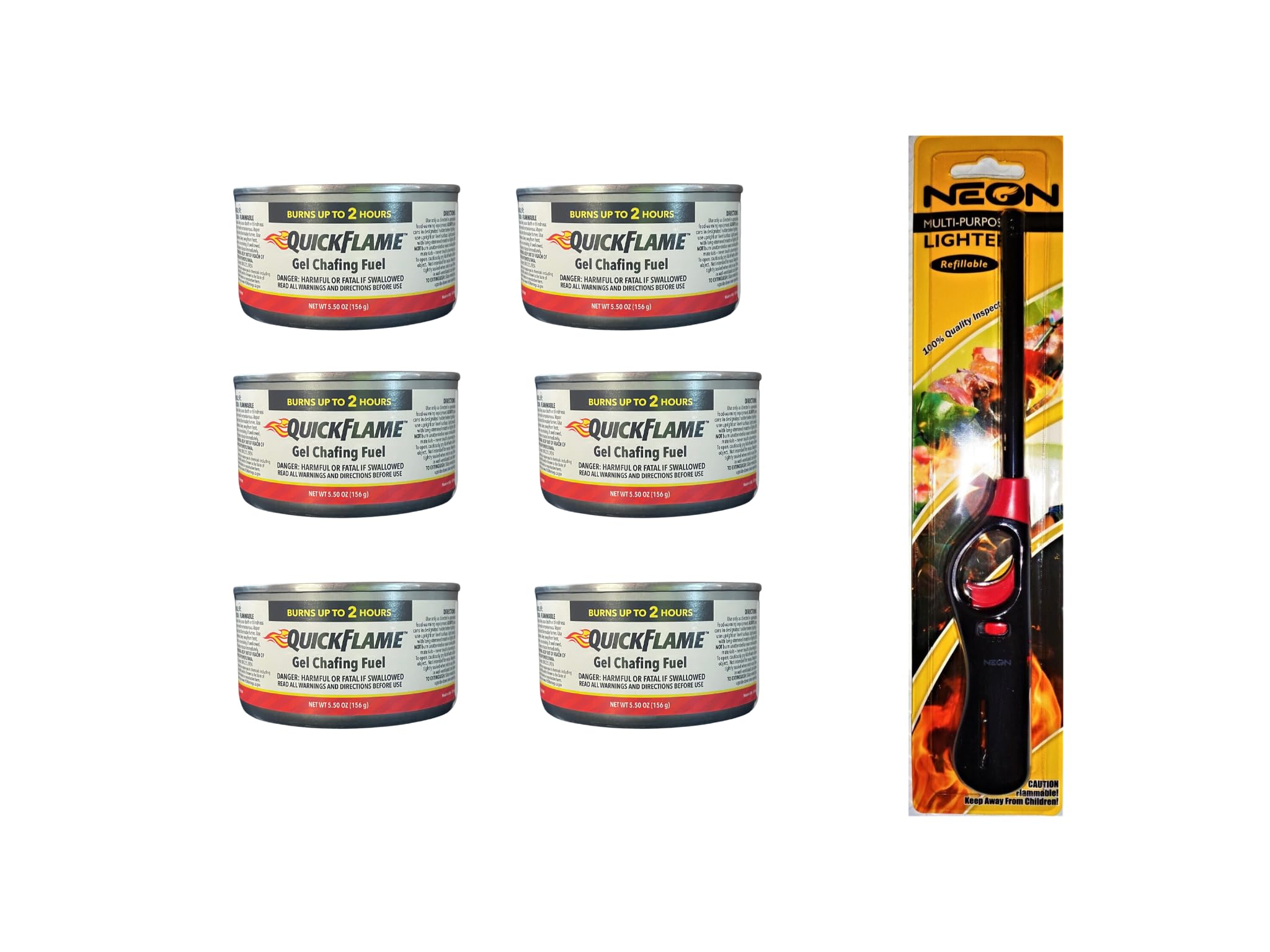 Generic QuickFlame Chafing and Fondue Fuel with Lighter (12-5.5 oz. cans), Clear