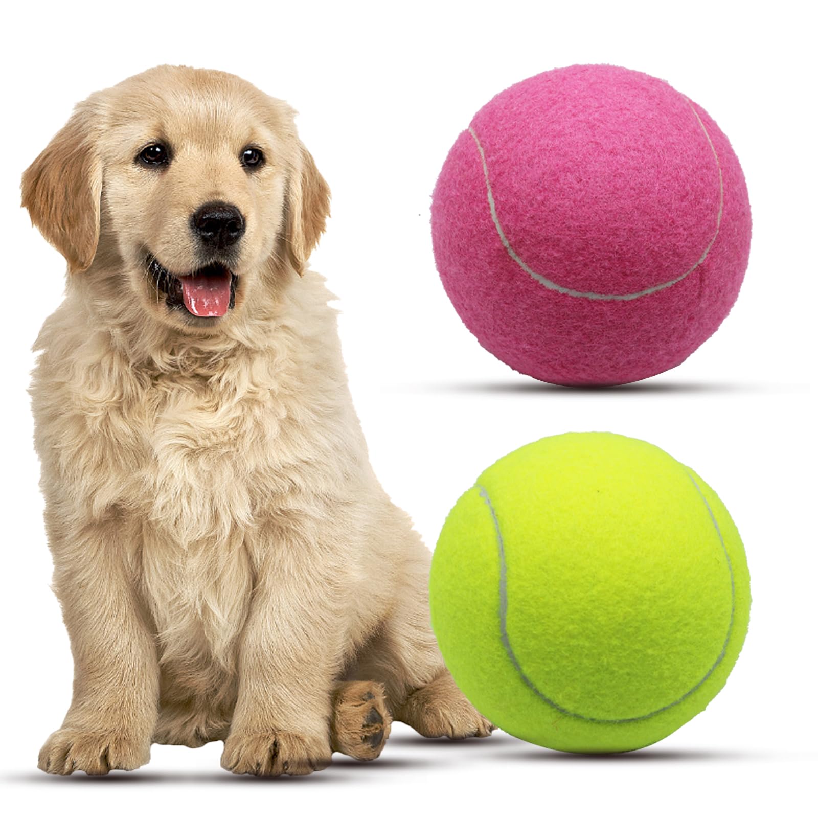 Magicorange Tennis Ball Dog Toys，2 Pack 4 inch Oversize Giant Tennis Balls Dog Tennis Ball Large Pet Chew Toy for Outdoor/Indoor Sports (Multicolor, 2