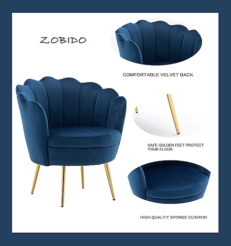 Miniatura 5 de ZOBIDO Sillas modernas de terciopelo con acento cómodo, sillas tapizadas para dormitorio, sillones de comedor con patas de metal dorado, sillas de