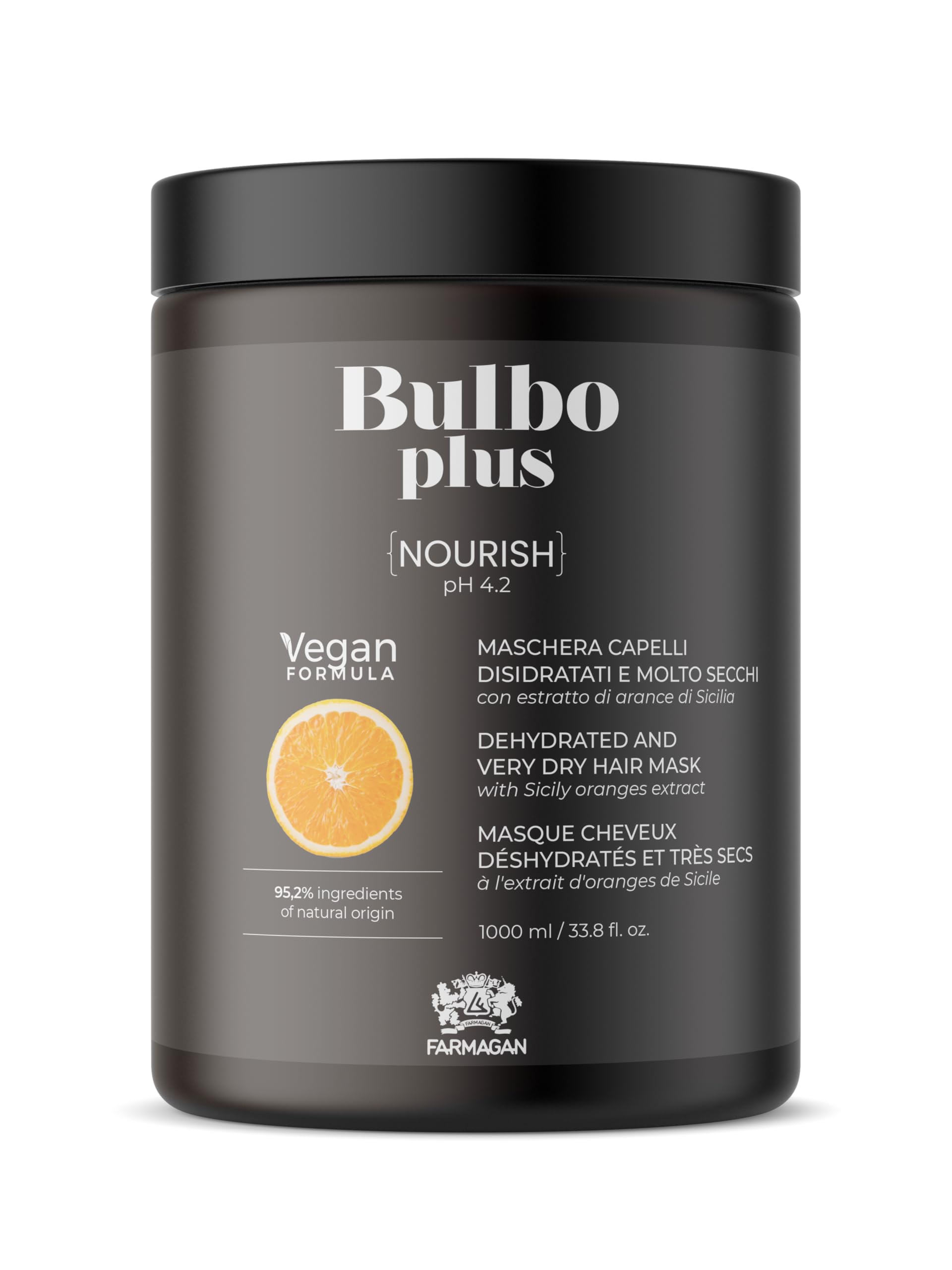 Farmagan Bulbo Plus Nourish Mask 1000ml | maschera per capelli disidratati e molto secchi - formulazione vegana bulbo