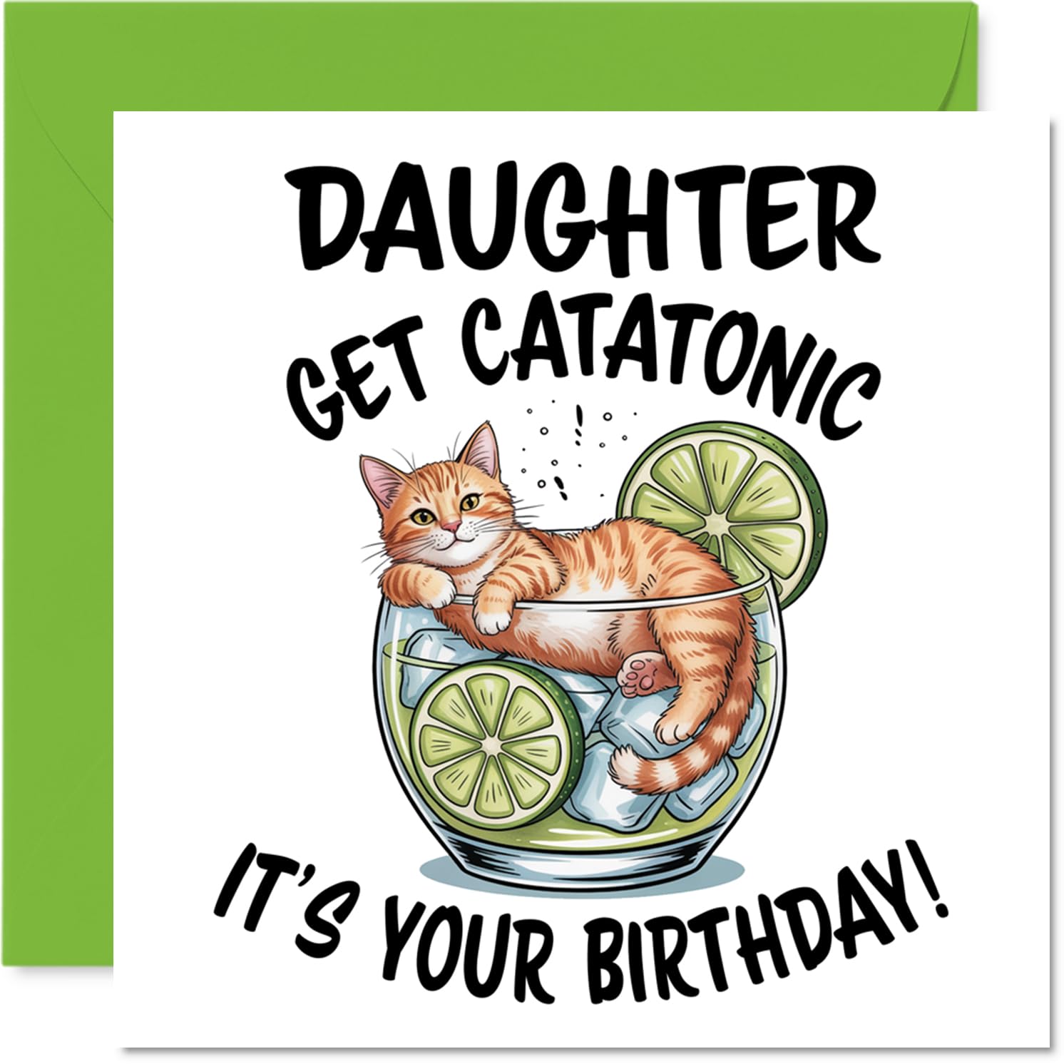 Daughter Birthday Card - Catatonic - Happy Birthday Card for Daughter from Dad Mum, 145mm Cute Animal Design Bday Greeting Cards