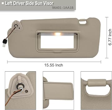 NHILES Left Driver Side Sun Visor Fits for Nissan Murano 2009 2010 2011 2012 2013 2014 Replacement Sun Shade # 96401-1AA1B (Beige)