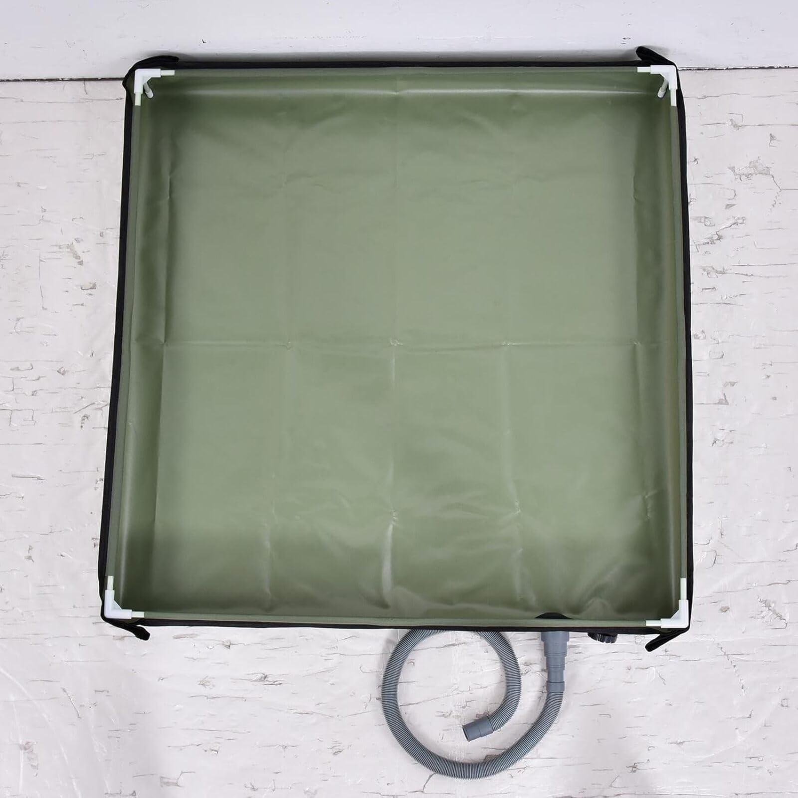 Base Doccia Pieghevole da Campeggio 80cm, Vassoio Portatile per Doccia Esterna con Tubo di Scarico Rapido | Base Bagno Pieghevole per Camper, Tenda, Piscina | Piatta Doccia per Esterno (nero)