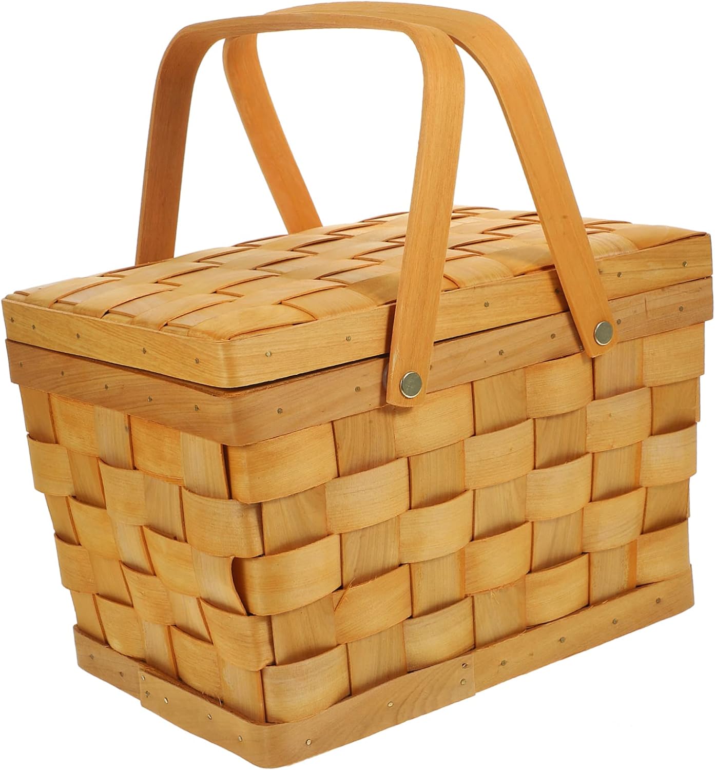 Alipis Wooden Picnic Basket Wicker Basket Small Basket
