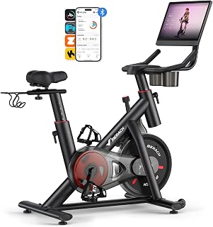 MERACH Vélo d'Appartement pour la Maison - Vélo de Fitness d'Intérieur Silencieux avec Résistance Réglable, Écran LCD, Siège Confortable, pour Entraînement Cardio, App Exclusive, Capacité Max 136KG