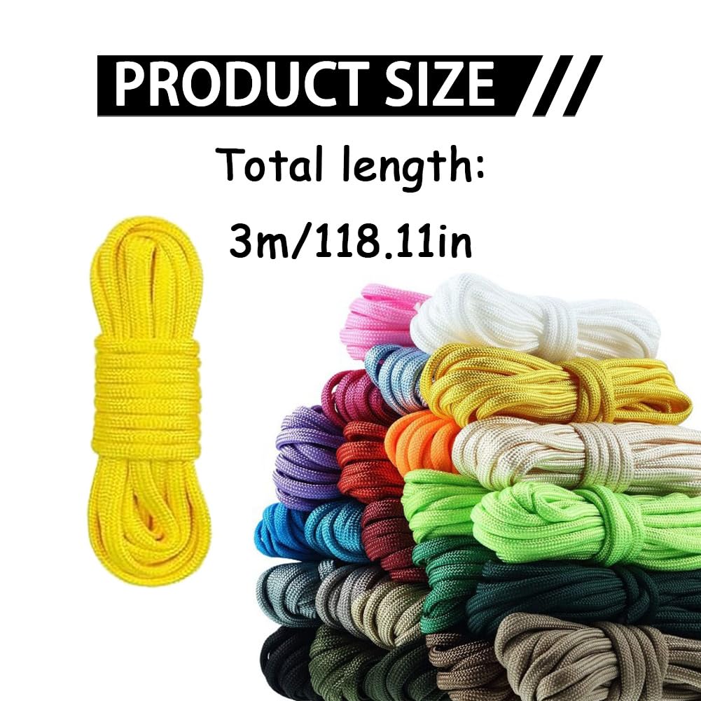 Cuerda de paracord 550 10 ft 3 m 4 mm 7 hilos núcleo nailon pulsera DIY llavero