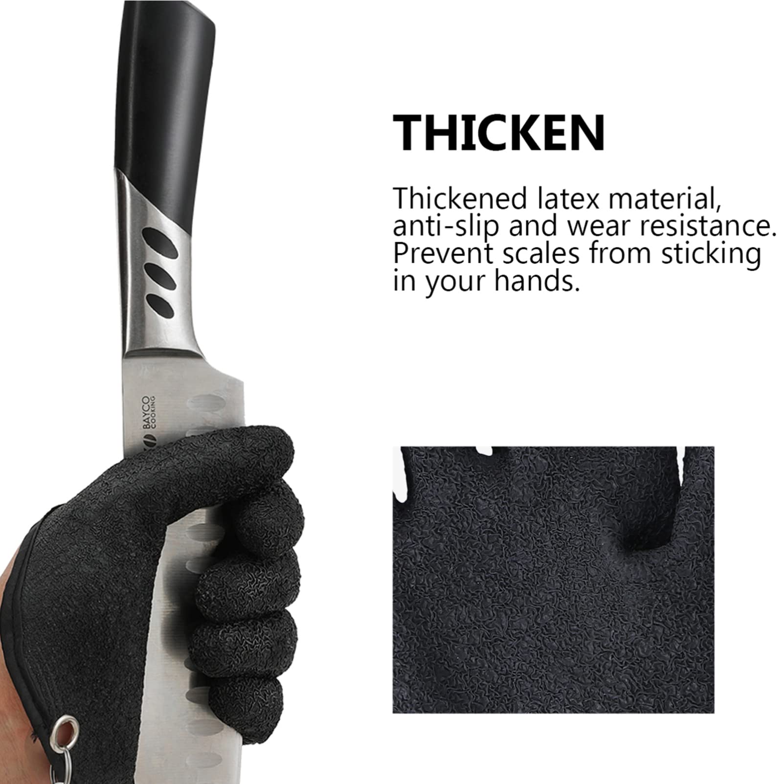 VICASKY 1Pc Non Slip Fishing Gloves Lightweight Pe Thread Woven Design for Use Fishbone Grip Comfortable and Easy to Clean Left Glove Black