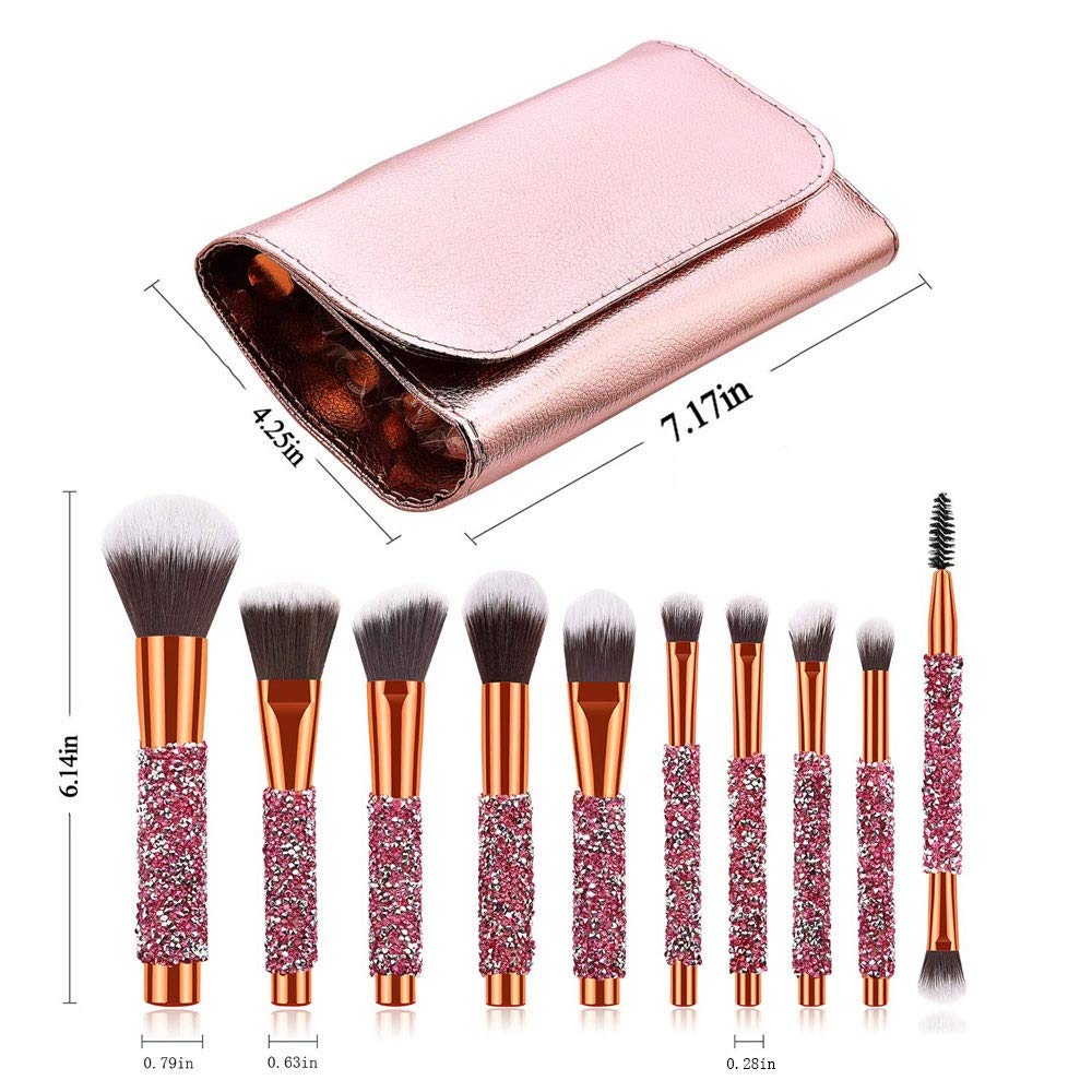 10-teiliges Make-up-Pinsel-Set, der neueste luxuriöse Augen-Make-up-Pinsel mit Diamanteinlage, professionelle Foundation-, Concealer- und Lidschatten-Make-up-Tools