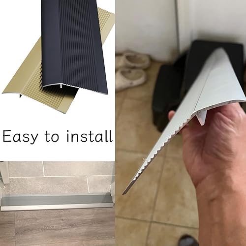 Miniatura 5 de Tira de transición de piso de 4 pulgadas de madera a azulejo, reductor de umbrales de 36 pulgadas, tira de transición de metal, tira de transición