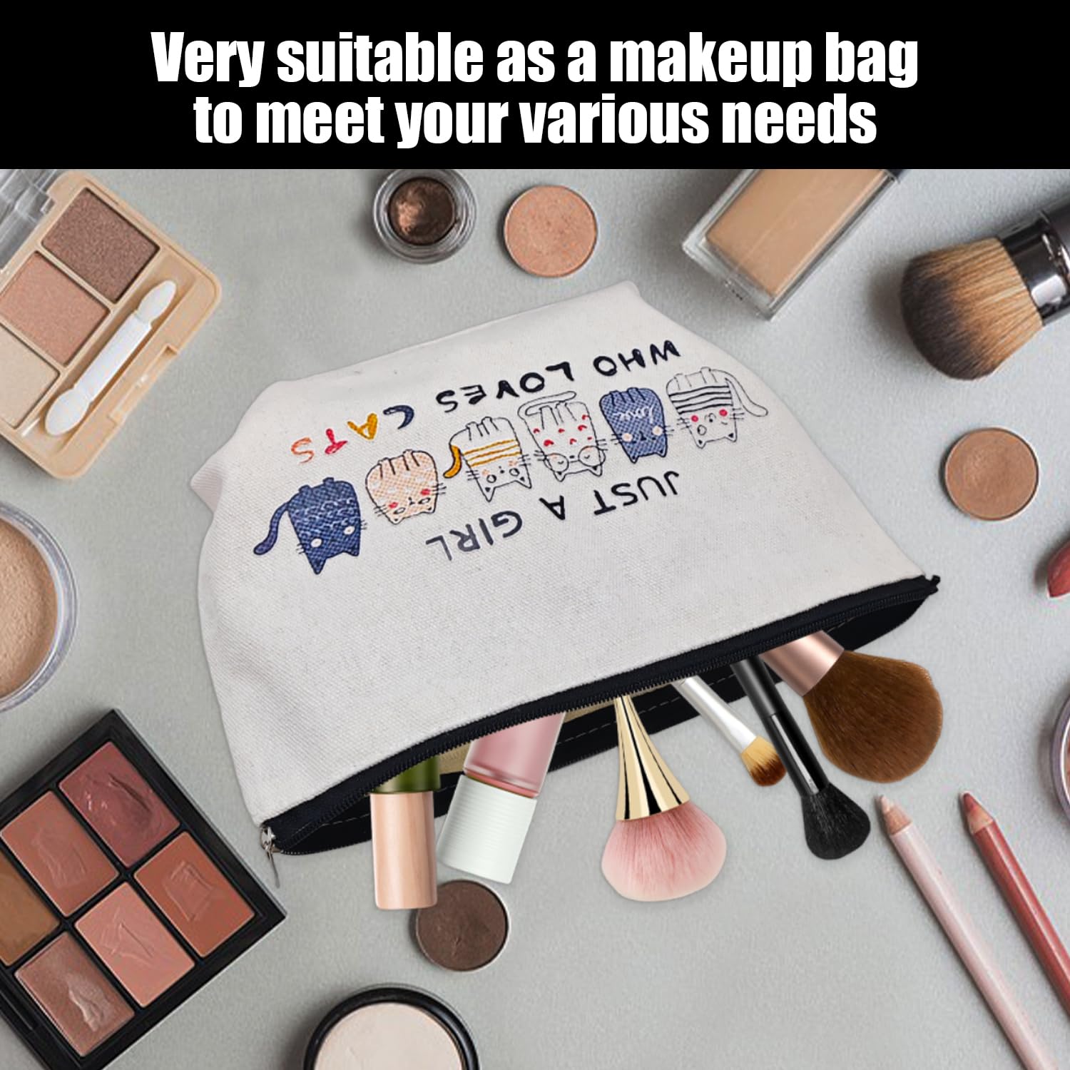 2 Pezzi di Gatto -Make -Up Sacchi E 2 Parti di Catena Chiave di Gatto, Sacchetti da Viaggio, Sacchetti di Servizi Igienici Impermeabili, Rimorchi per Sacchetti di Cartoni Animati.