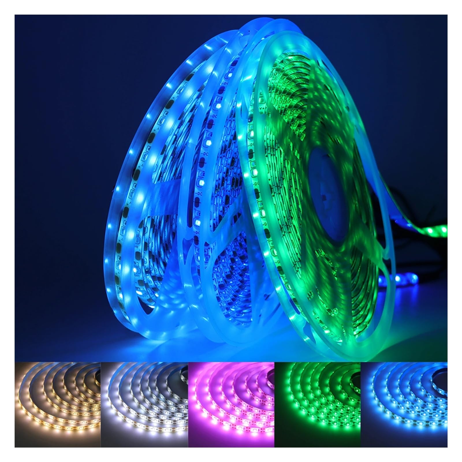 Tira de luces LED alimentada por USB DC5V 2835, cinta de luz Flexible con Control táctil regulable for TV, armario, cocina, retroiluminación nocturna(Green,WITH DIMMER SWITCH_5M_IP65 WATERPROOF)