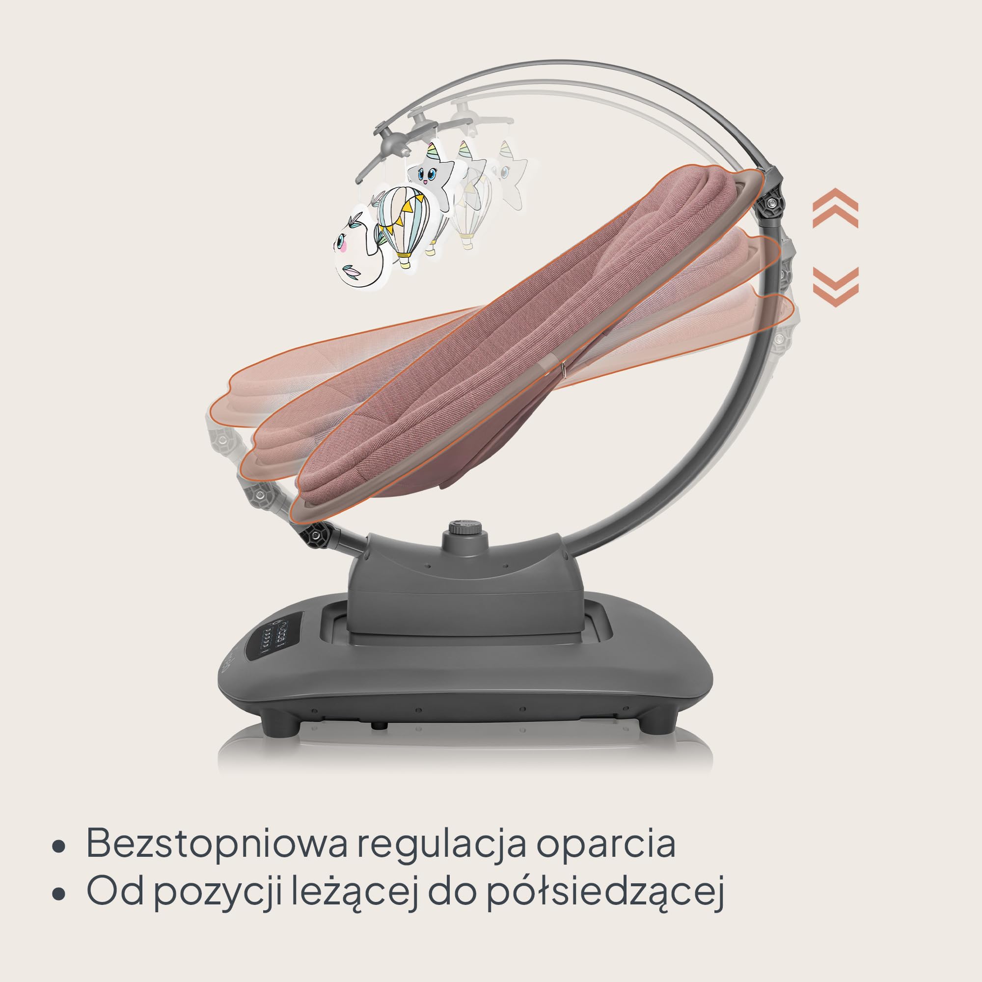 LIONELO BLOSSOM Elektryczny Bujaczek Niemowlęcy do 9 kg Leżaczek dla Dzieci Regulacja Oparcia Naturalne Kołysanie 5 Prędkości Ergonomiczne Siedzisko Bluetooth Pilot, 5 Melodii