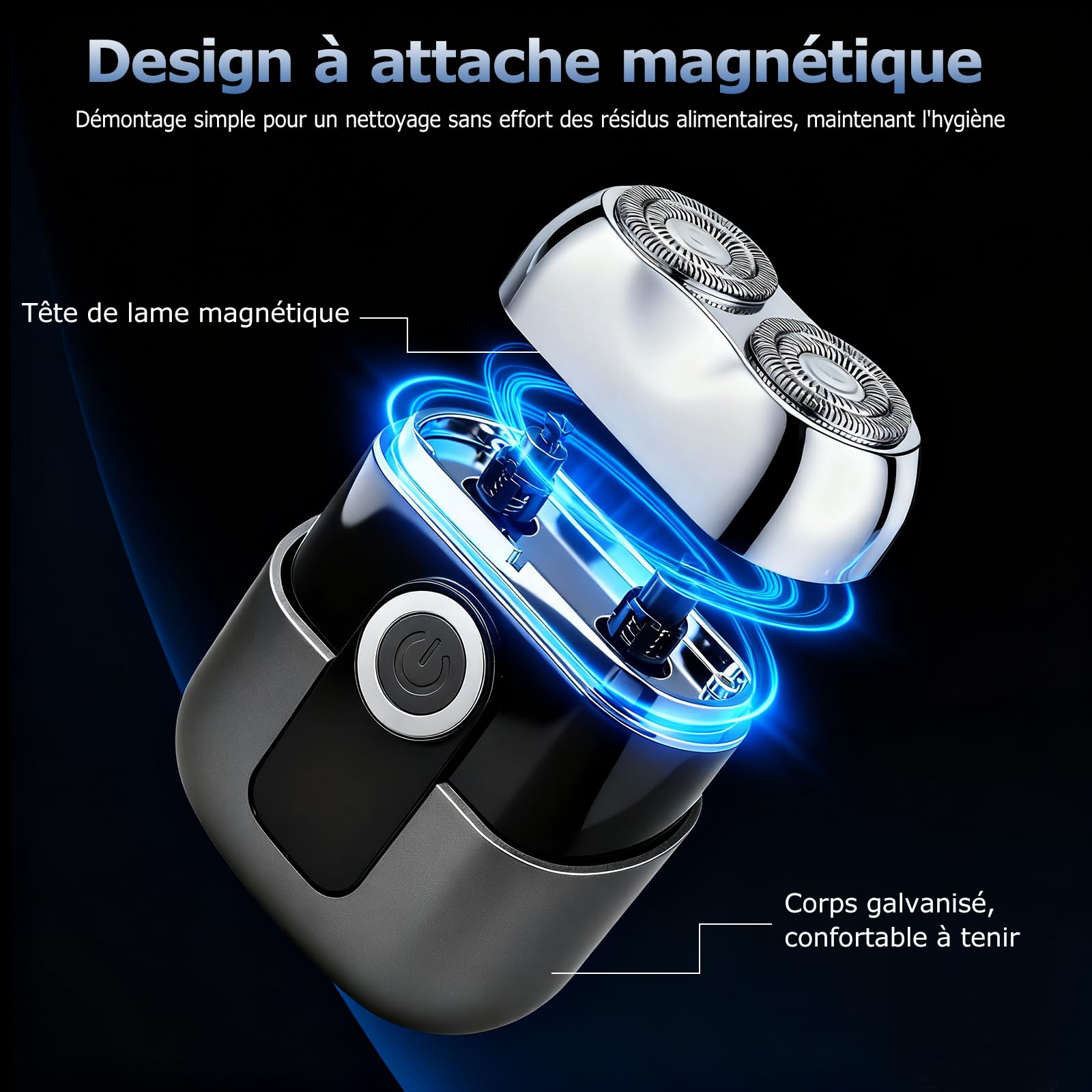 Mini Rasoir Électrique Homme - Rasoir de Voyage Étanche IPX6 avec Écran LED, USB-C Rapide, Double Tête, Silencieux & Portable - Gris