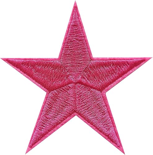 5 parches para planchar con estrella rosa rosa, parches bordados para ropa, chaquetas, sombreros, mochilas, jeans (3.2 pulgadas)
