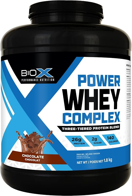 BioX Power Whey Complex | High Protein 100% Pure Whey Protein Powder | 26g Protein with Whey Concentrate, Whey Isolate, Hydrolyzed Whey | 52 Servings, 4LB (Chocolate)