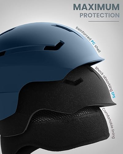 Miniatura 9 de OutdoorMaster Juego de casco de esquí, casco de snowboard con gafas para adultos, carcasa de policarbonato duradera, espuma EPS protectora y 10