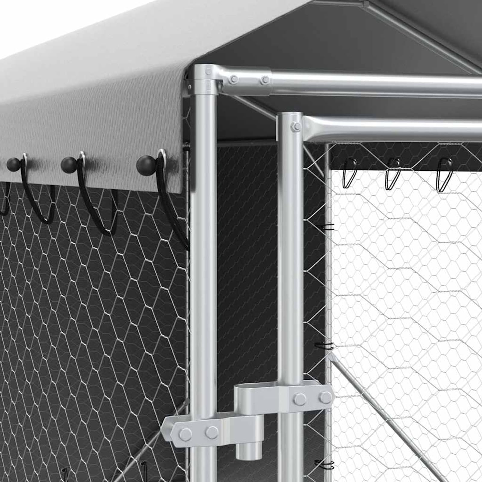 Hundezwinger 2x10x2,5m Verzinkt mit Dach | Robuster Stahl, UV-beständiges PE-Dach, abschließbare Tür, wetterfest, für Hunde & Kleintiere