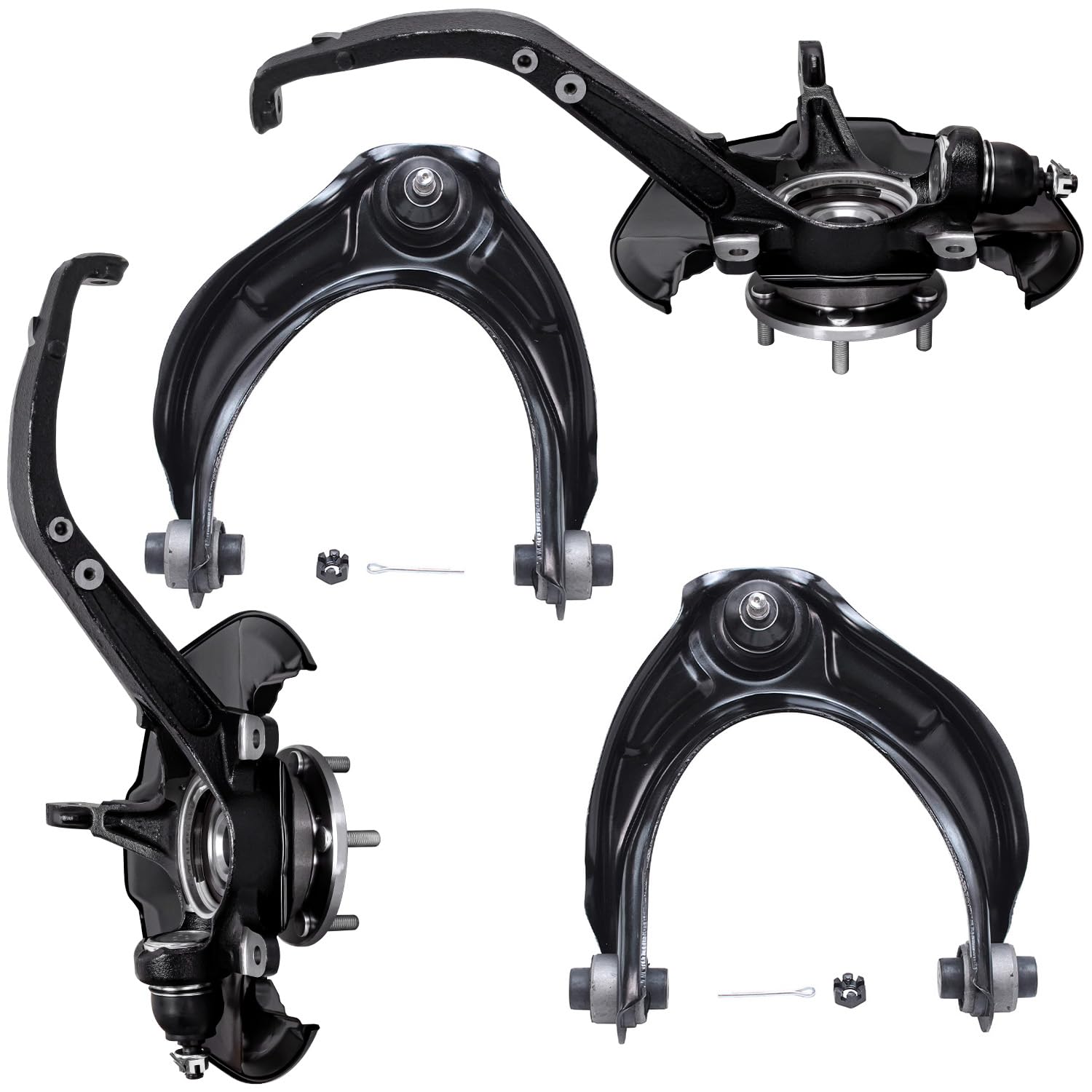 Detroit Axle - Front Steering Knuckles &amp; Wheel Hub Bearings Upper Control