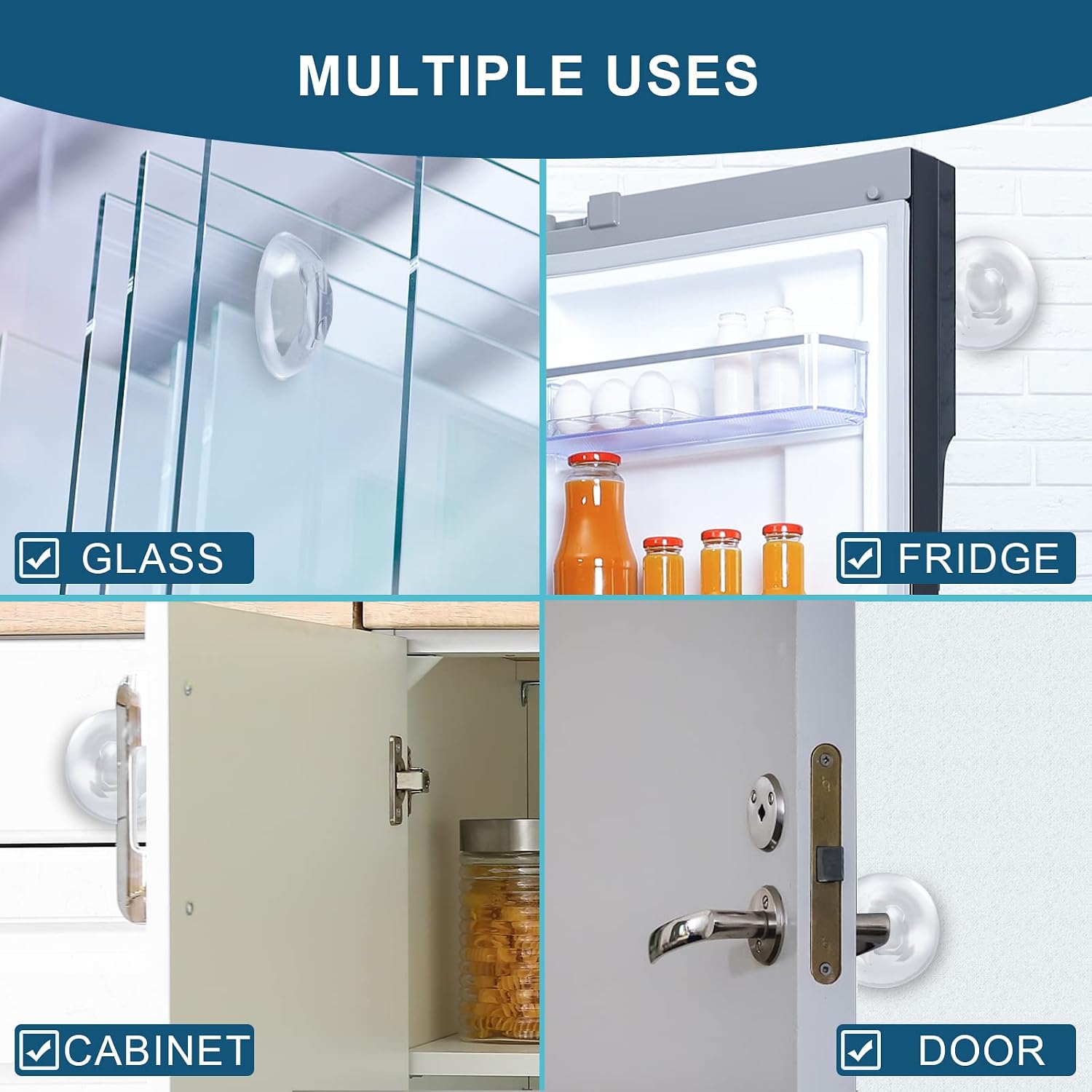 2" Door Stopper Wall Protector with Strong Back Adhesive Reusable Premium Door Stopper for Home Office Protecting Wall Shock Absorbent Gel Self Adhesive Guard Door Bumper Wall Protector - 6 Pcs