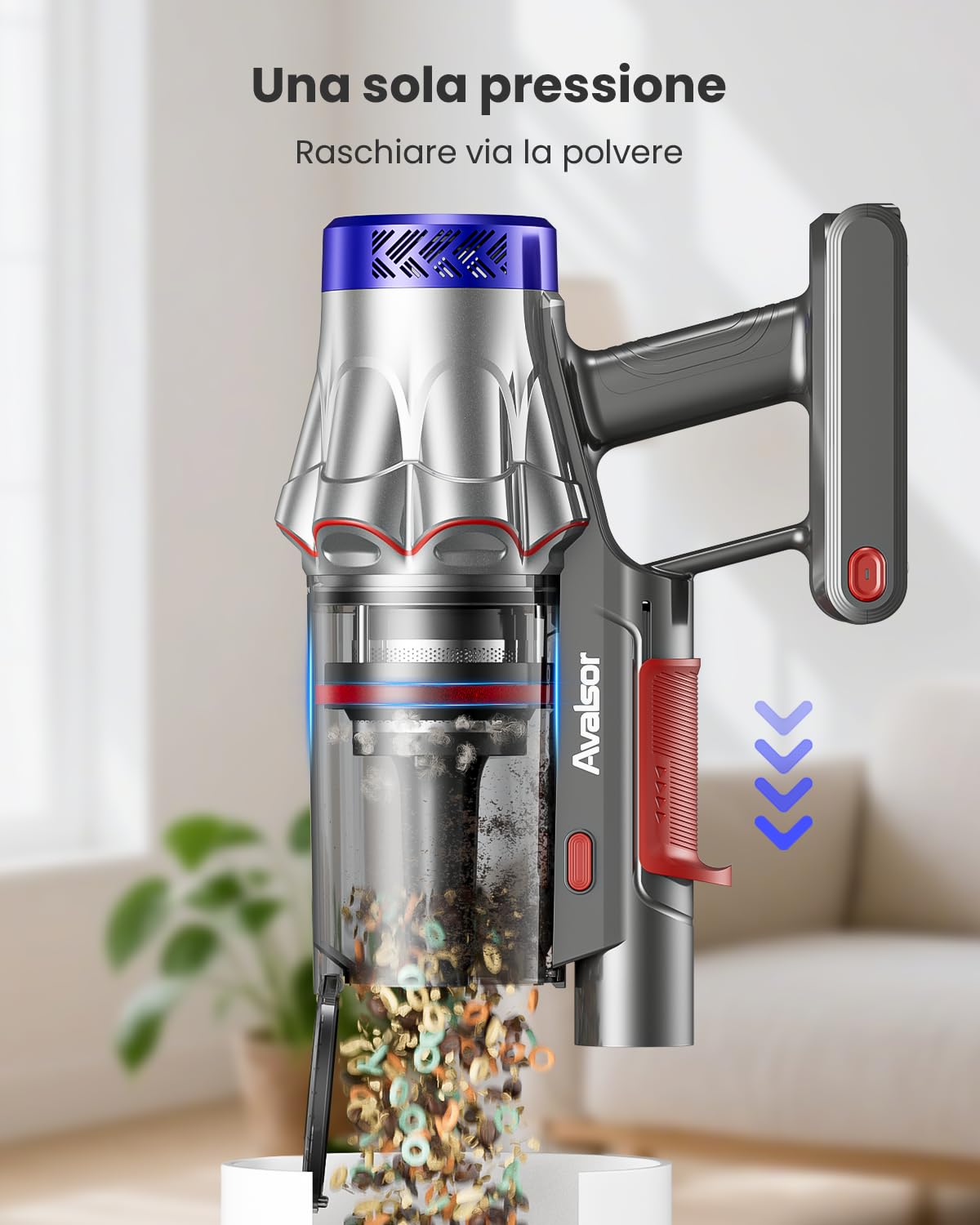 Aspirapolvere Senza Fili 50KPa 650W 65Min Autoportante LED, Antigroviglio | Scopa Elettrica Senza Fili Potente 8 Stadi Filtrazione per Peli Animali, Pavimenti e Tappeti, Auto