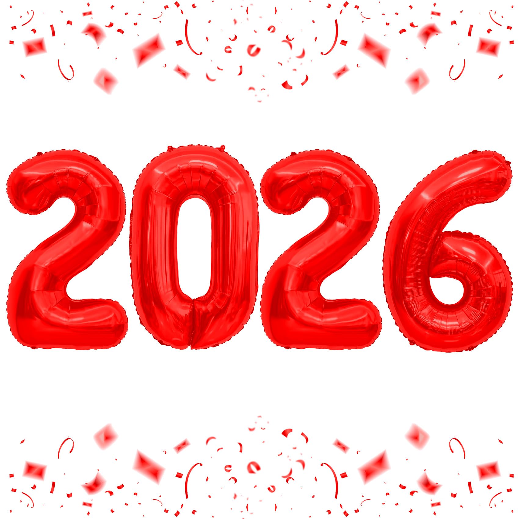 2026 Balloons, 40 Inch 2026 Number Balloons Red 2026 Balloon Large Foil New Year Balloon Numbers 2026 Mylar Baloons for Birthday Christmas Graduation