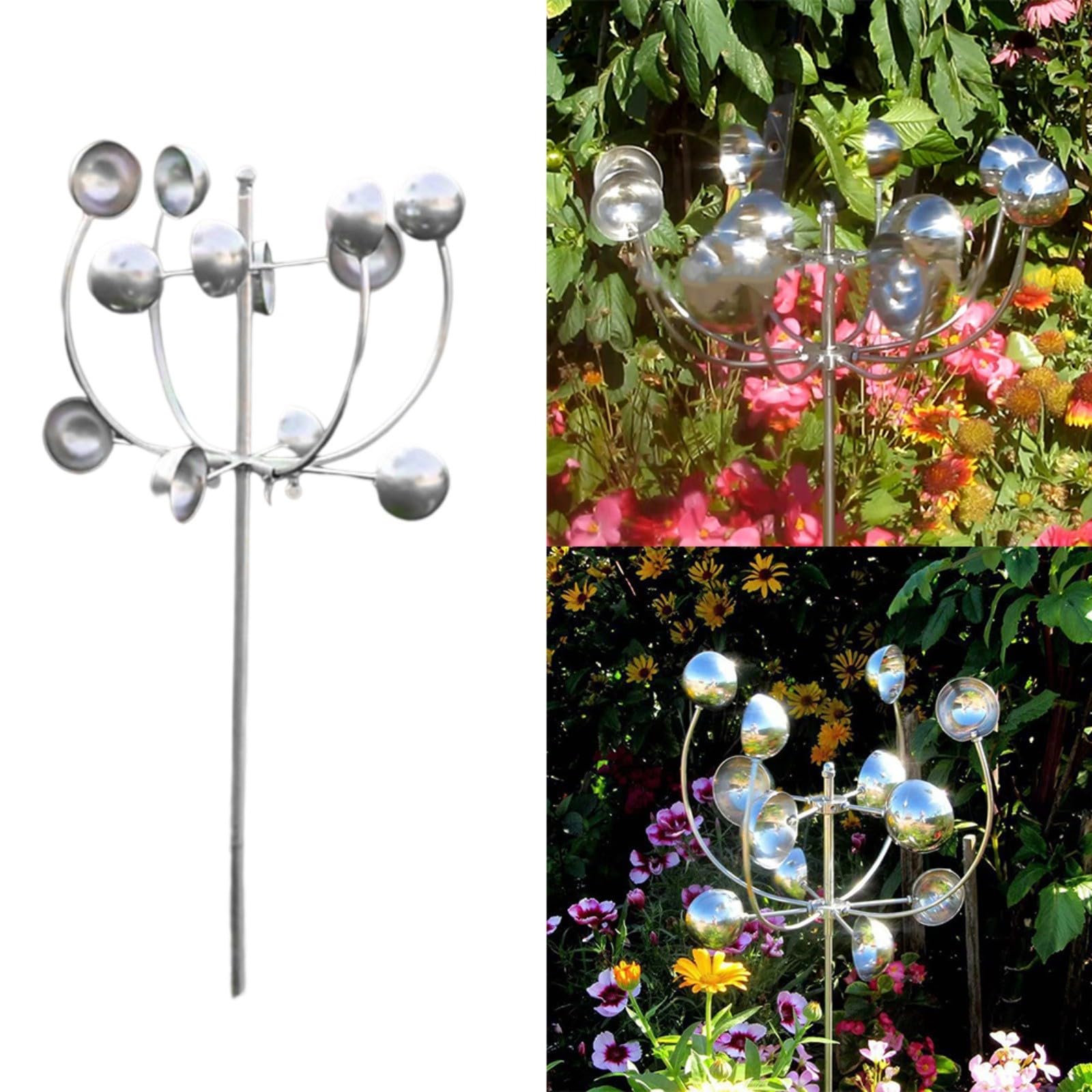 Moulin à vent en métal pour extérieur, décoration de jardin, fer rotatif pour sculpture pour pelouse, terrasse, calme en cas de vent léger, 120 cm de haut