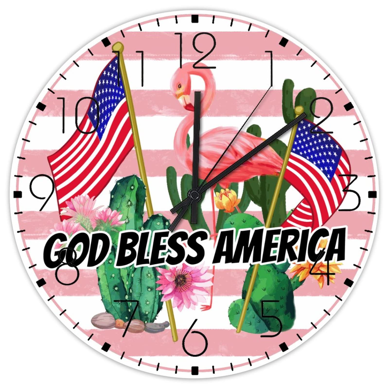 Horloge murale 4 juillet silencieuse en bois pour decorer un cafe ou un garage