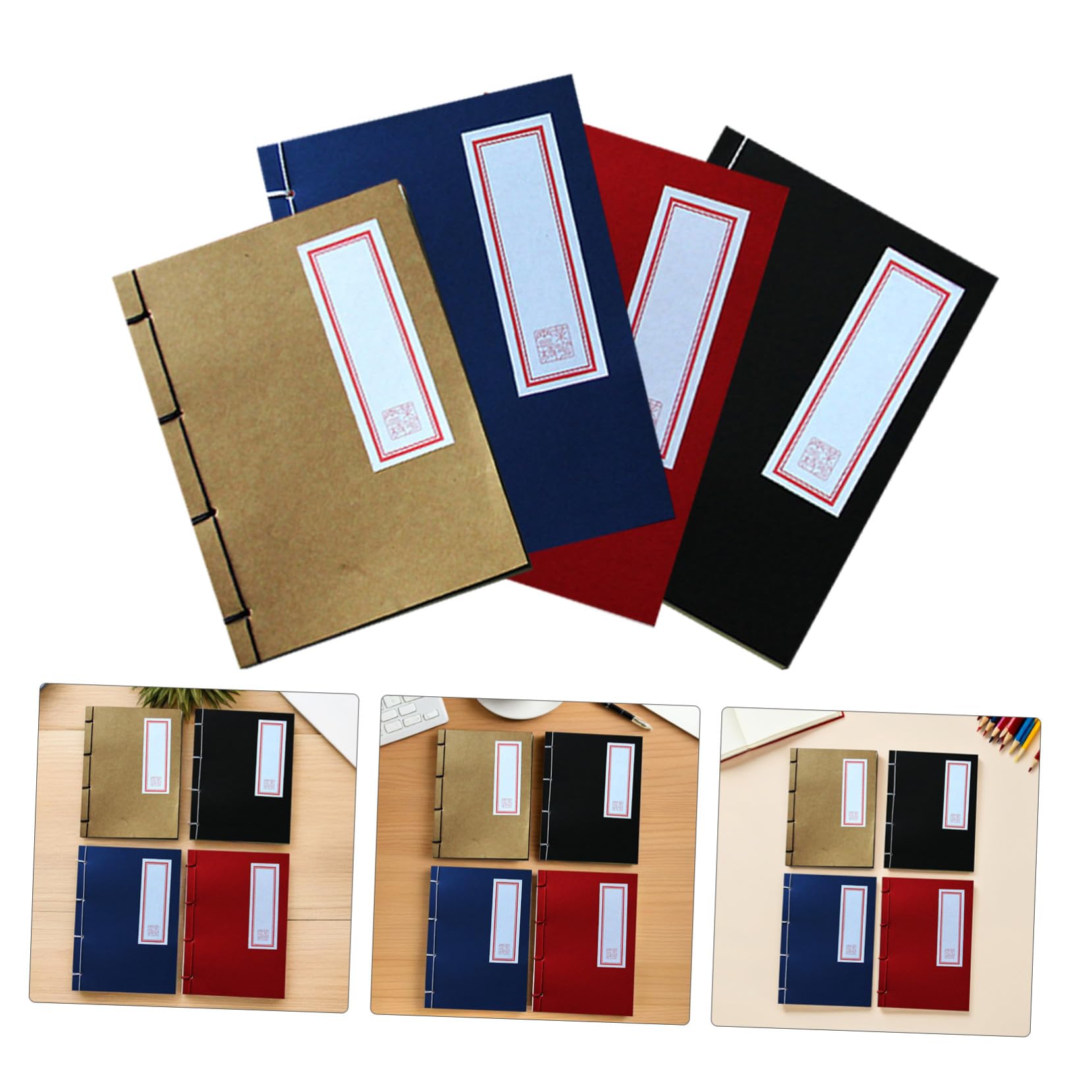 HOMSFOU 4pezzi Quaderno Vuoto in Carta Kraft Copertina Rigida Libro Vuoto per Appunti e Disegni Quaderno per Lavori Artigianali e Diario Personale