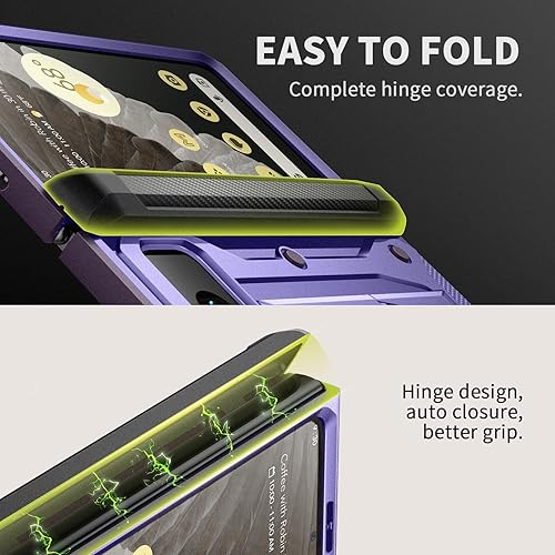 Miniatura 6 de Tongate Funda plegable para Google Pixel (2023), protector de pantalla integrado protección de bisagra Funda resistente de grado militar de doble