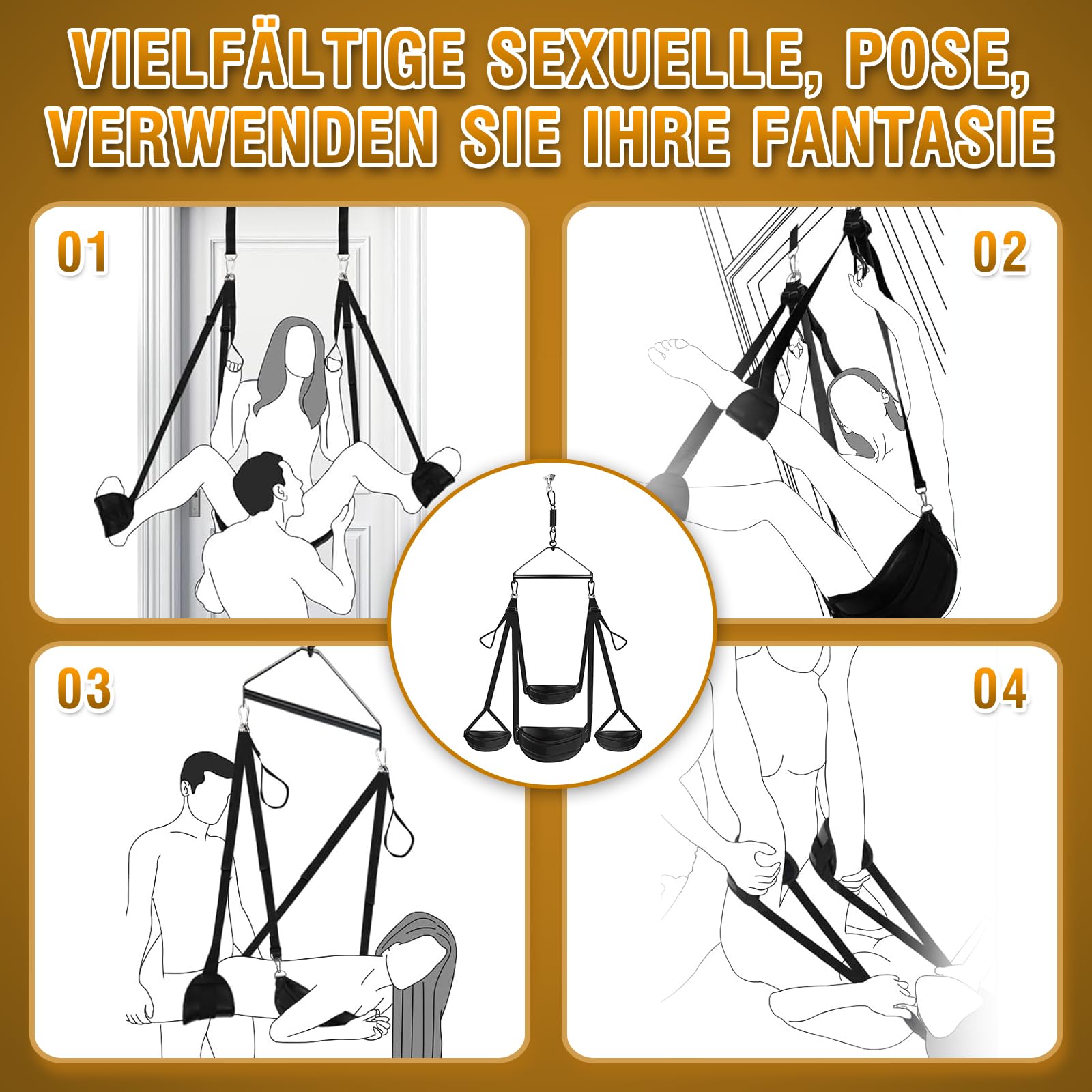 360 Grados Columpio Sexuales Parejas de Techo - 2 en 1 Columpio Sexuales Parejas de Puerta con Arneses Sexuales Ataduras Eróticas Bondage Correas Ajustables, Juguetes Eróticos para Pareja Sexuales