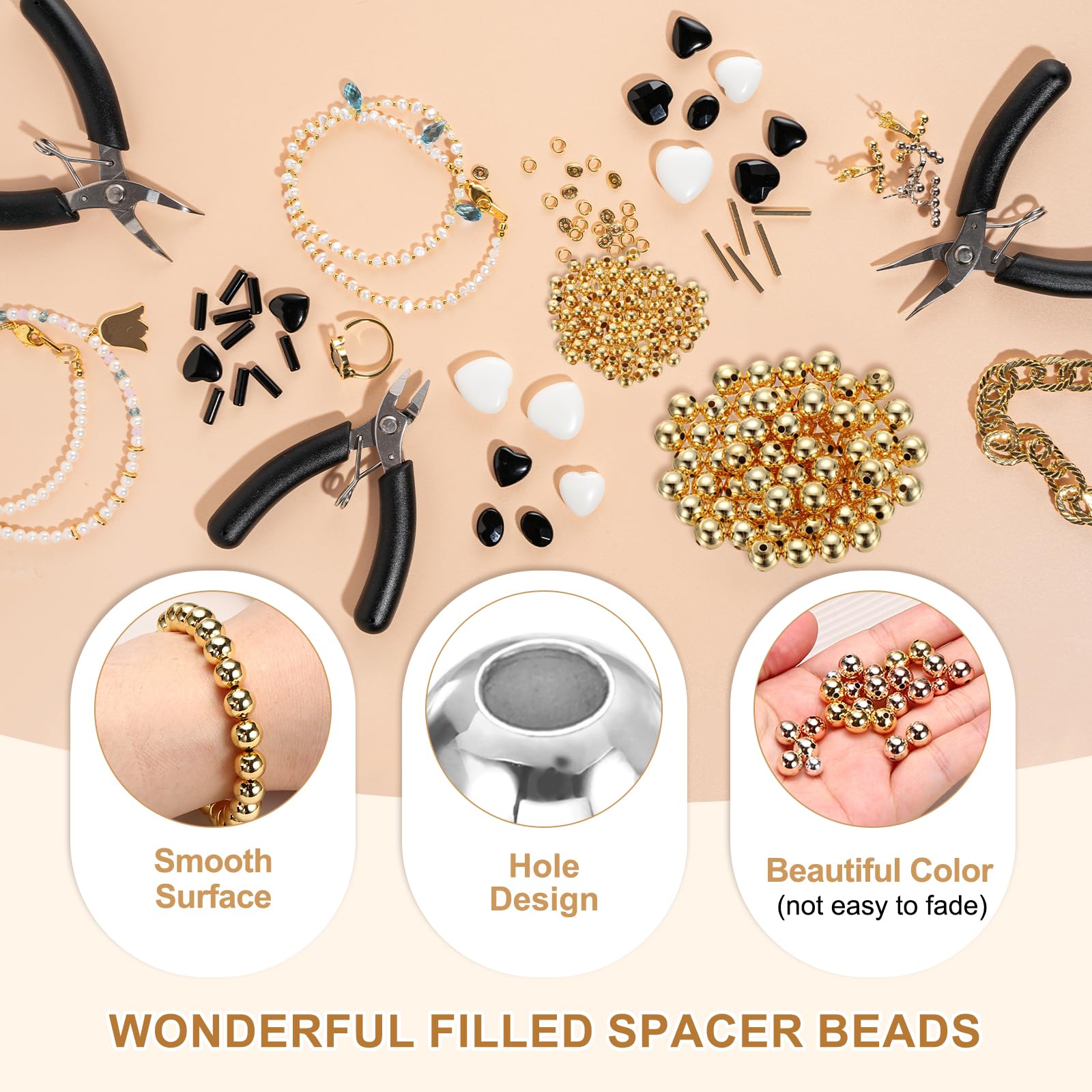PATIKIL Silver Filled Spacer Beads, 64Pcs 3mm Metal Smooth Round Ball Beads for Bracelet Jewelry Making Necklace DIY - Image 3