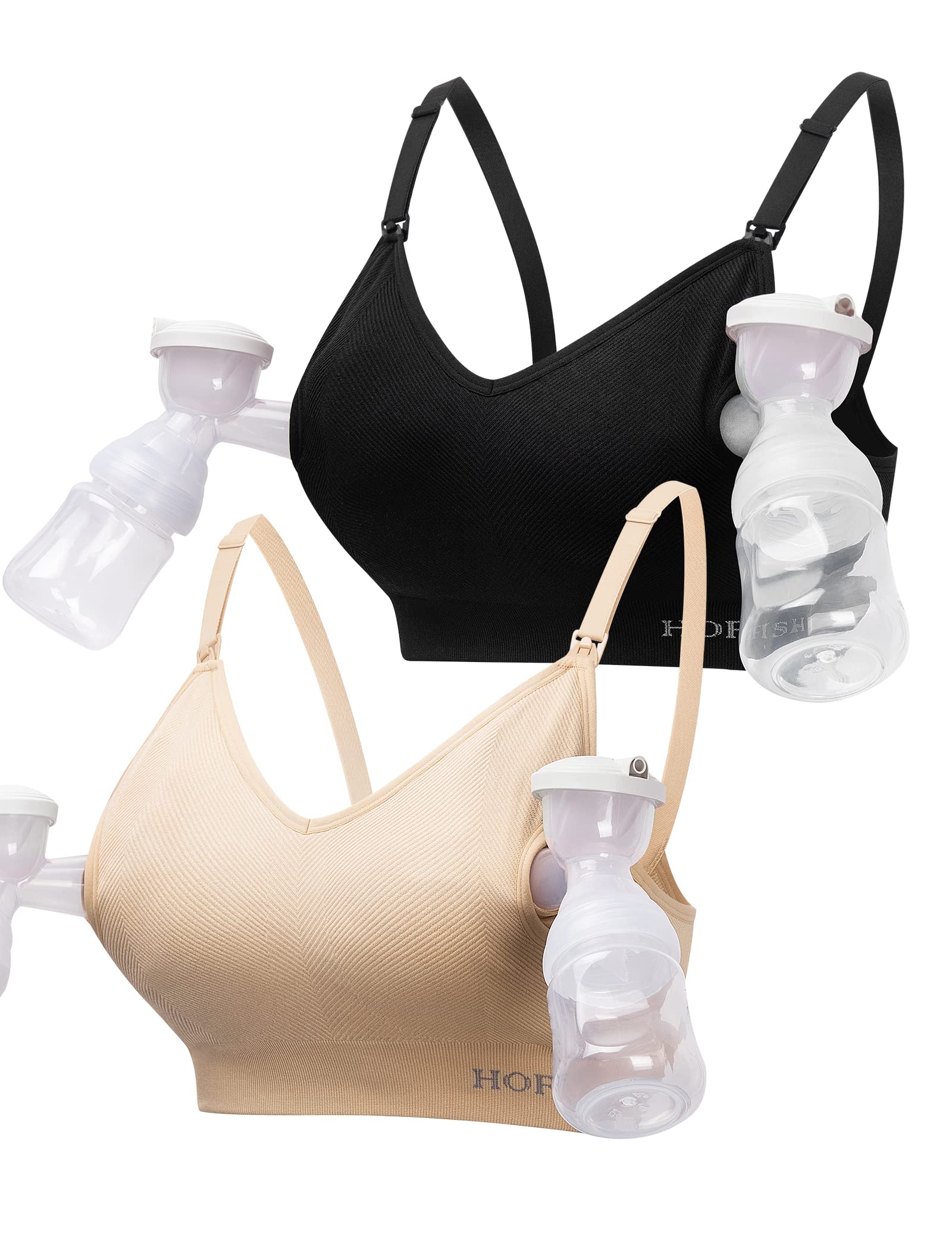 HOFISH3PACK Full Bust Seamless Nursing Maternity Bras Bralette S-XXL with Extra Bra Extenders & Clips