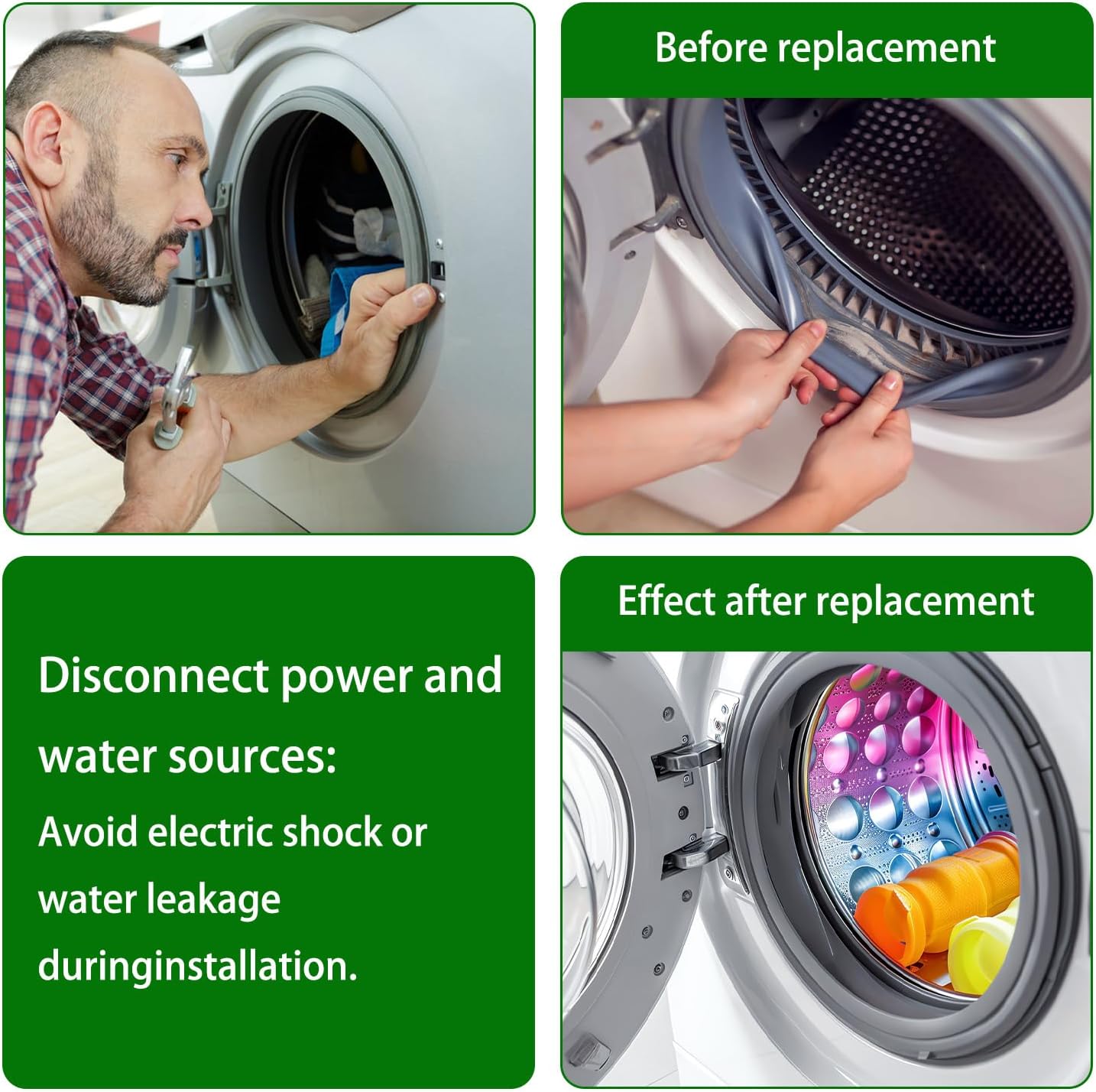 Drum Washing Machine Sealing Ring,Washing Machine Door Seal Ring 4986EN1003A Compatible With LG Drum Washing Machine Door Sealing Ring 4986EN1001A MDS61952201 MDS55242601 MDS63916501 Rubber Seal Ring