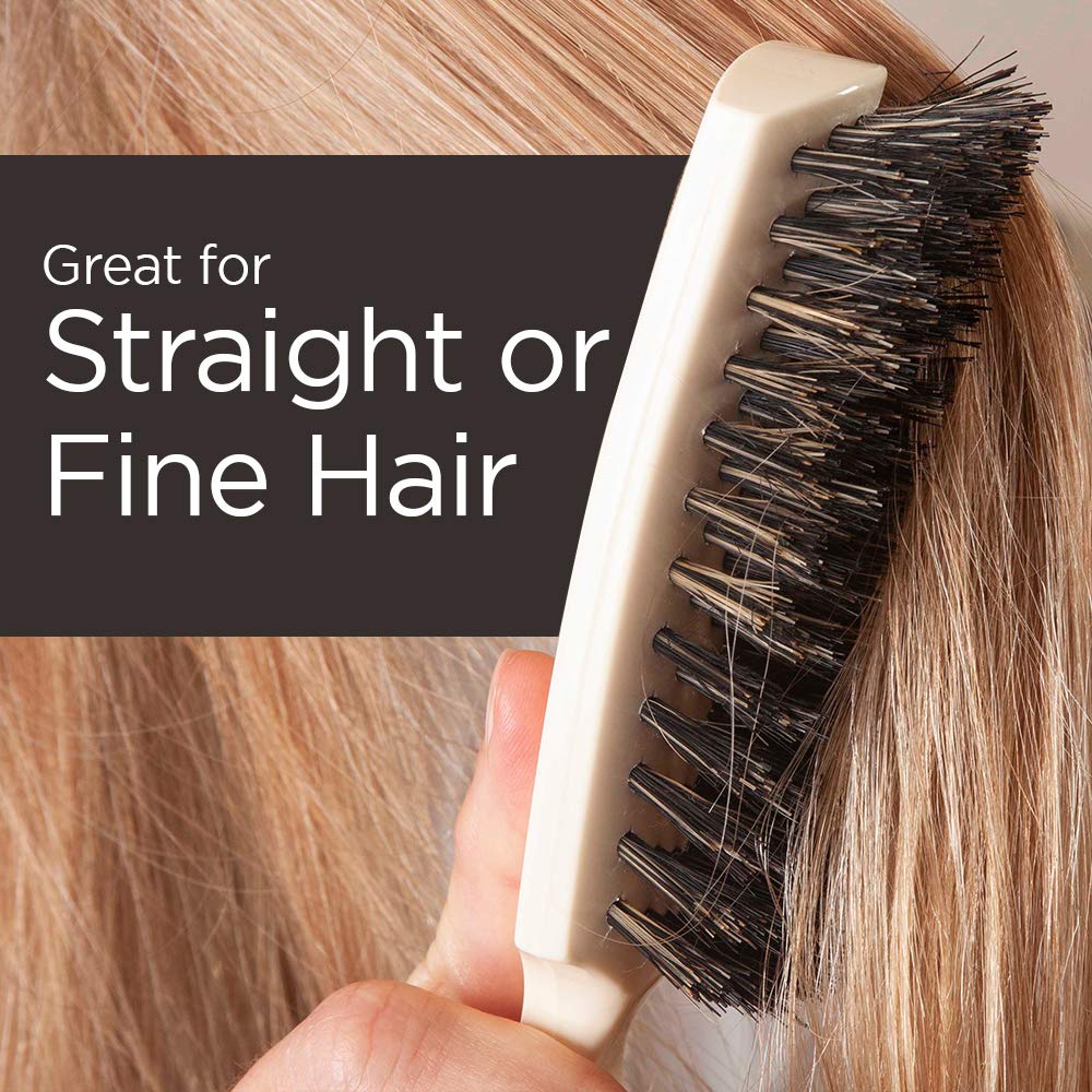Fuller Brush Błyszcząca profesjonalna szczotka do włosów – wysokiej jakości 6-rzędowa szczotka do stylizacji włosów i Volumizer z naturalnym włosiem dzika do wygładzania prostych, krótkich lub cienkich włosów