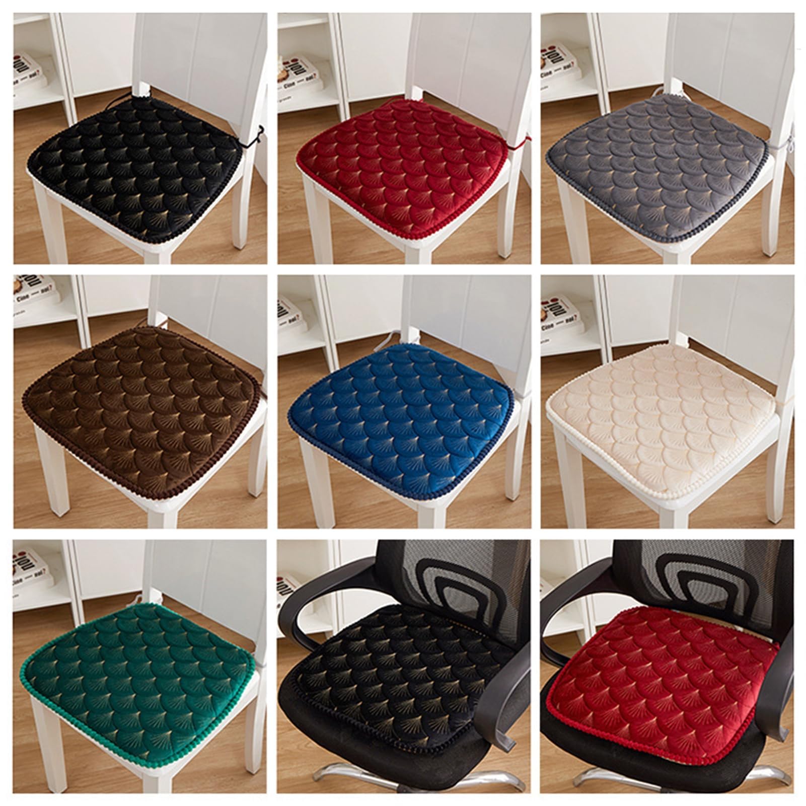 Cuscini per Sedia Cucina Set da 2 Pezzi, Esterno Giardino Coprisedie Lavabili con Laccetti, 45x43 cm Cuscini per Sedie da Interno Soggiorno Ufficio Poltrone Red2 Pack