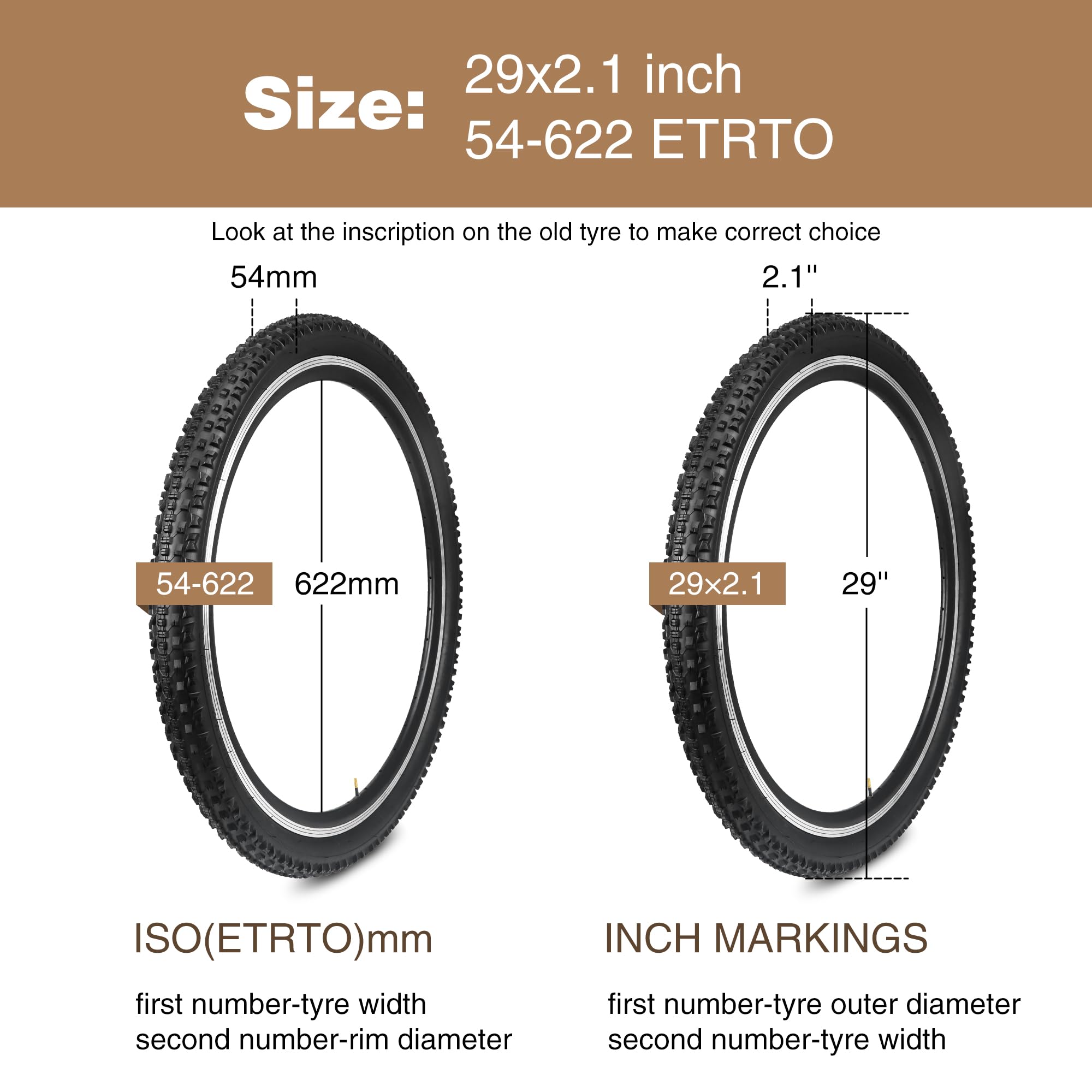 Lot de 2 pneus de vélo de route 26/27,5/29 x 2,1"