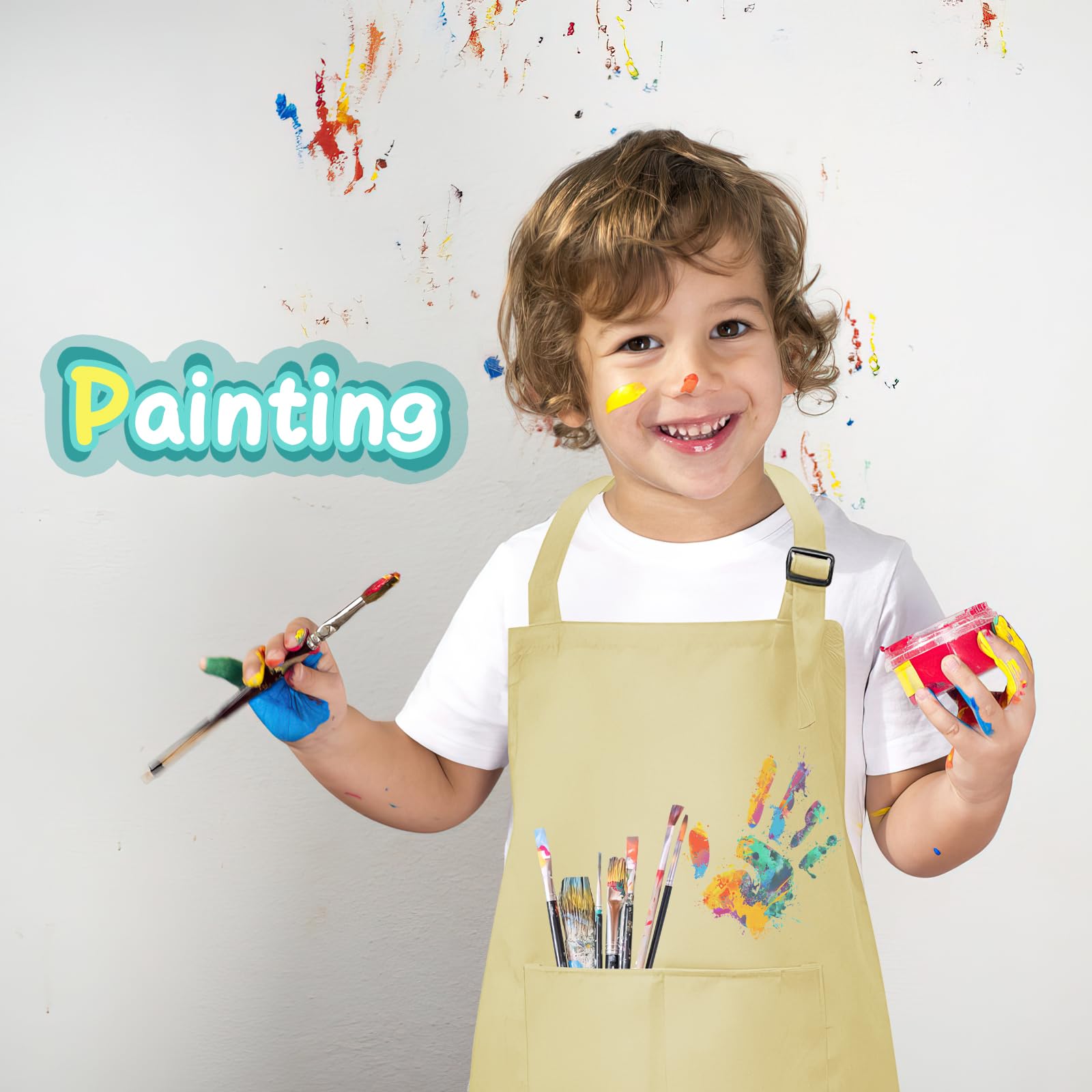 MALLOOM 20 grembiuli per bambini, grembiule da cucina regolabile con 2 tasche, grembiuli da cucina per bambini, set di grembiuli da cucina, cucina, cucina, pittura, cottura, cottura, ragazzi e ragazze