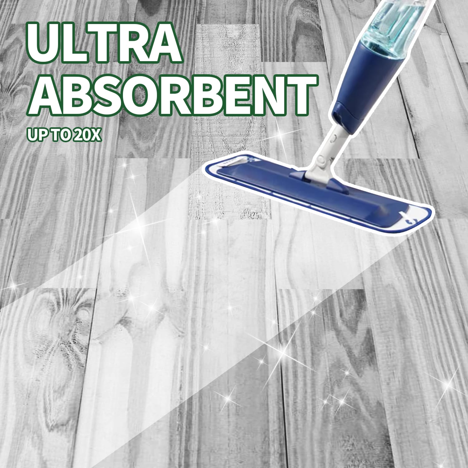 AmaVins Paquete de 6 almohadillas de limpieza de microfibra para mopa Bona, almohadillas de microfibra reutilizables para fregona de 18 pulgadas, almohadillas de repuesto para pisos de madera dura,
