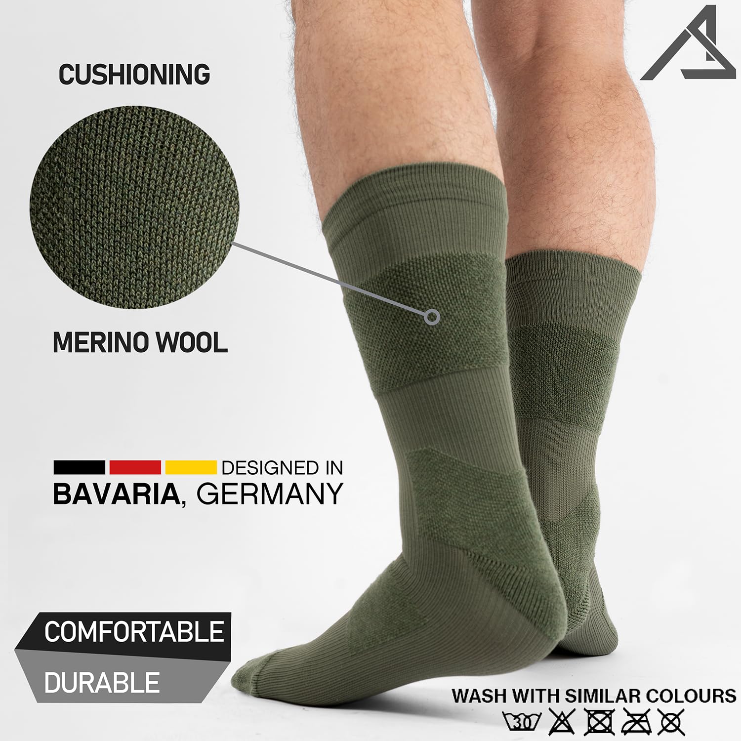 ACE Schakal Chaussettes fonctionnelles - 3 paires de chaussettes de randonnée avec laine mérinos & rembourrage anti-bulles - Chaussettes de trekking pour la randonnée