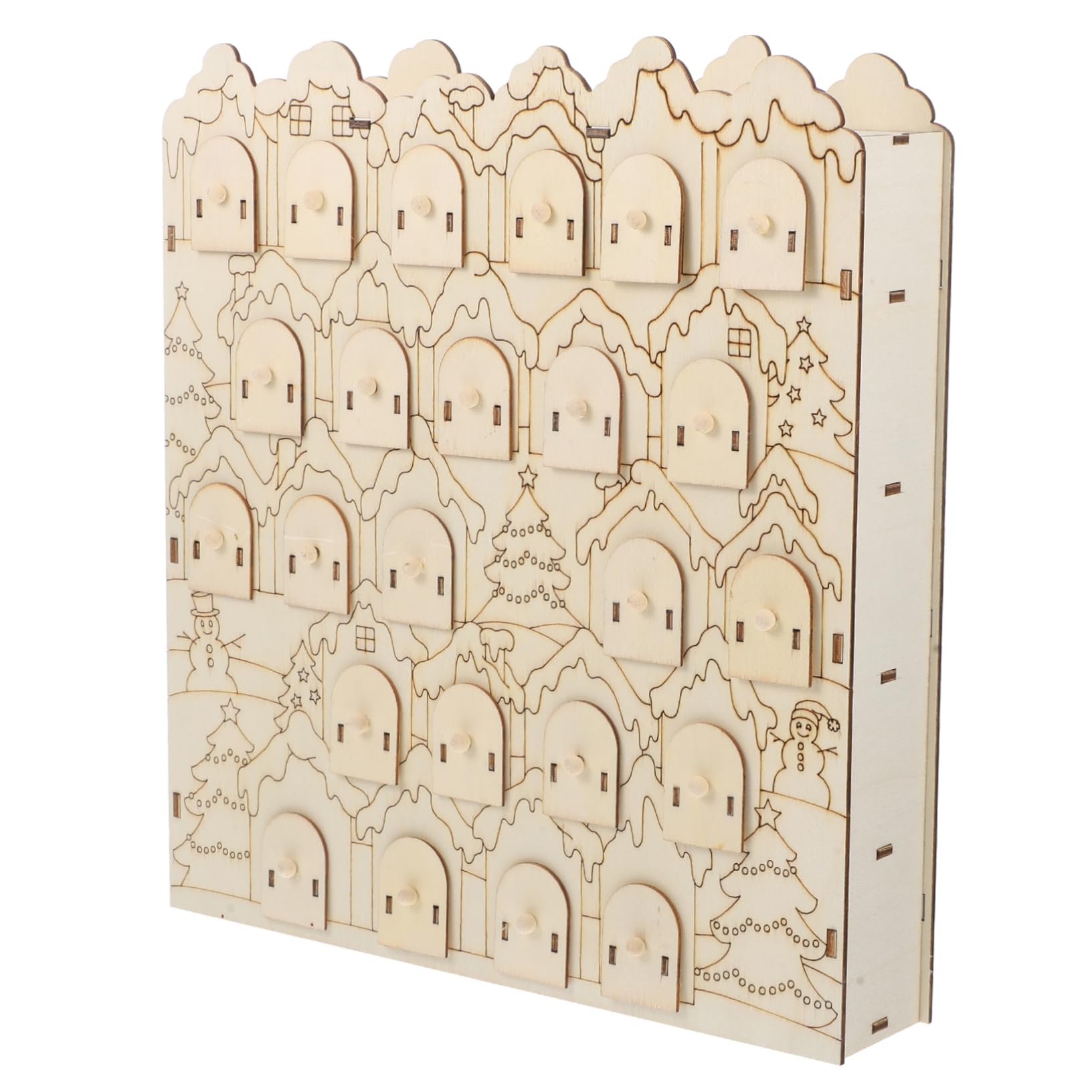 Cabilock Calendarios de Adviento Calendario de Adviento de Madera Decoraciones Navideñas Calendario de Cuenta Regresiva Calendario de Escritorio de Madera