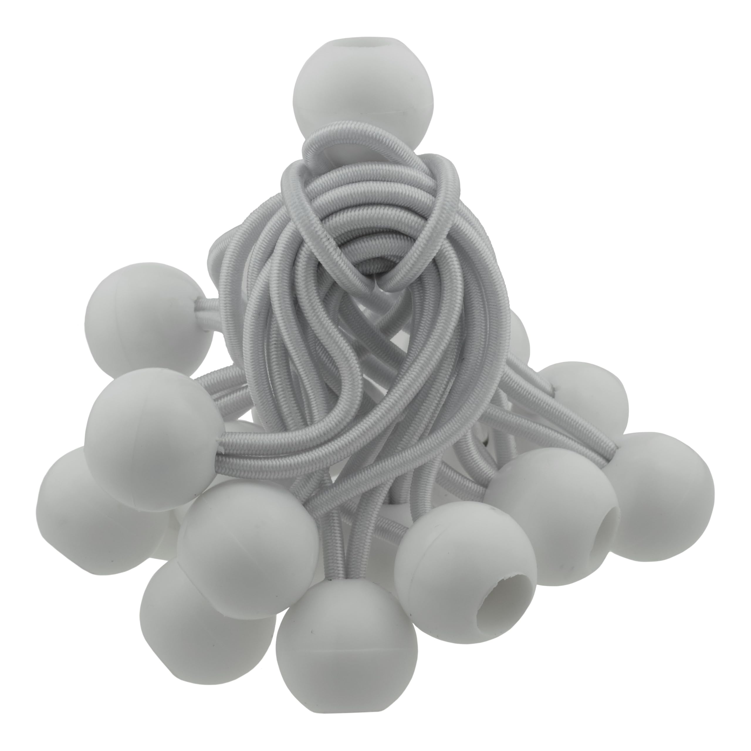Cost Wise White Elasticated Stretchy Bungee Ball For Marquee Toggles,Tie Down Straps For Tarpaulins,Luggage Garden And Indoors Pack Of ((100 X 4")